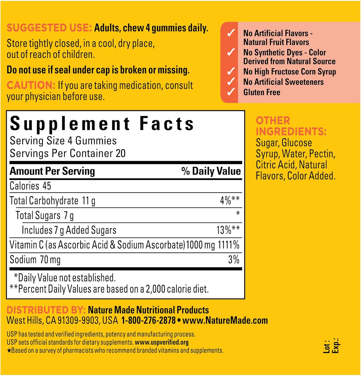 Nature Made Maximum Strength Dosage Vitamin C 1000mg, 80 Gummies