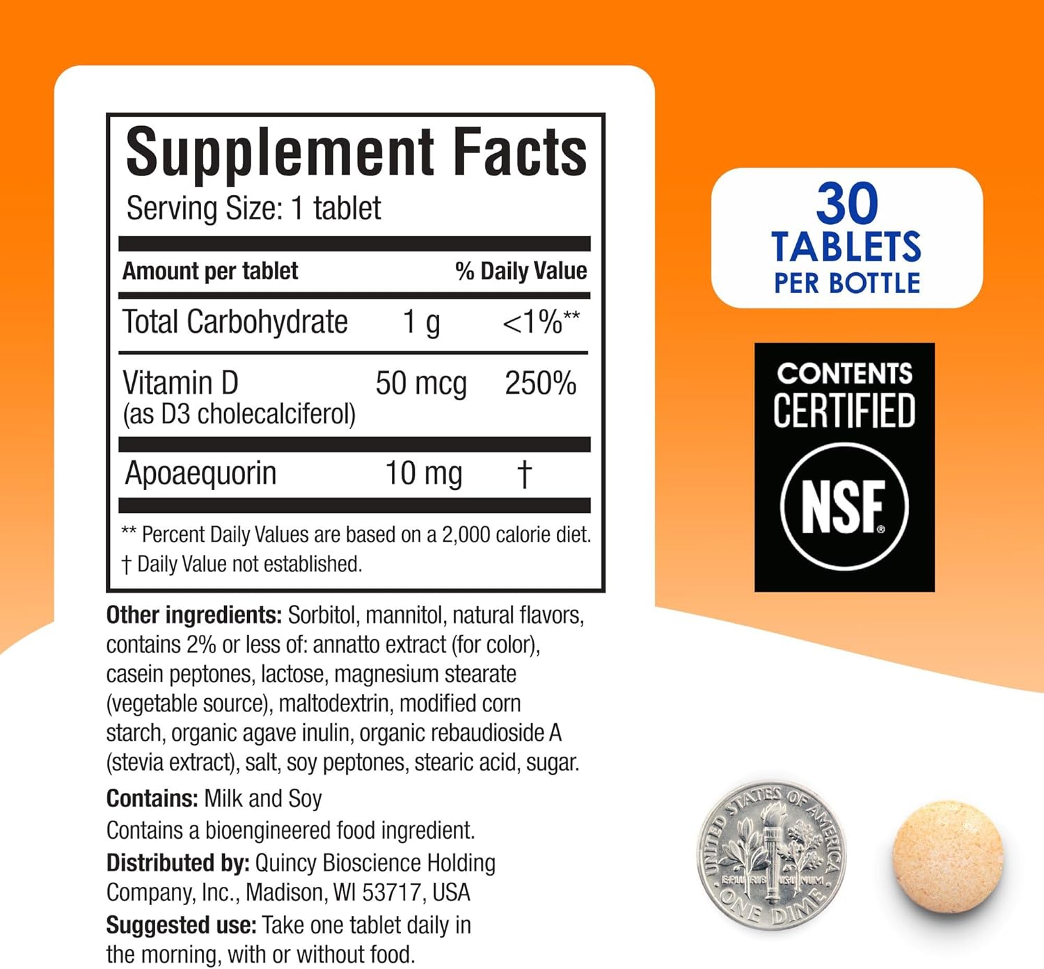 Prevagen® Regular Strength Orange Flavor Chewables 10mg, 30 CT