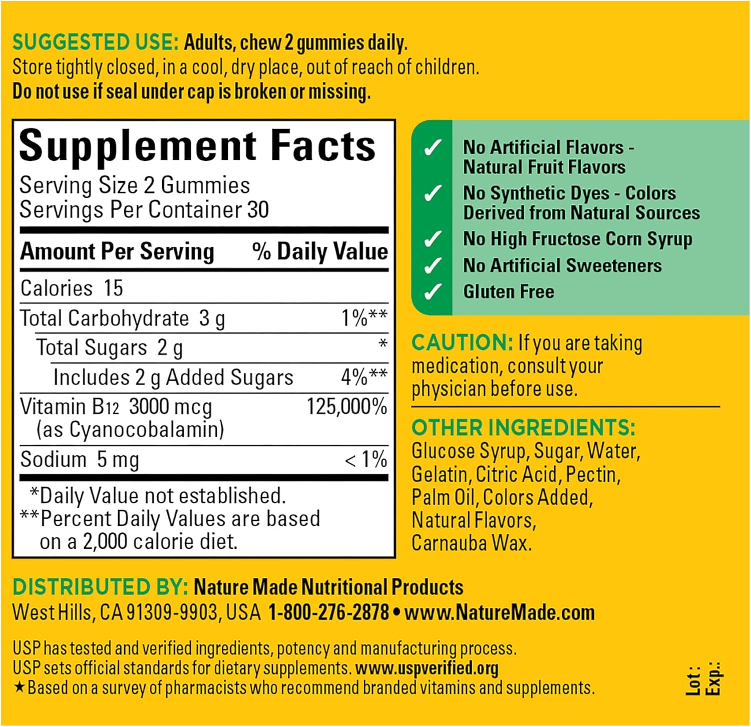 Nature Made Extra Strength Vitamin B12 3000 mcg , 60 Gummy Vitamins