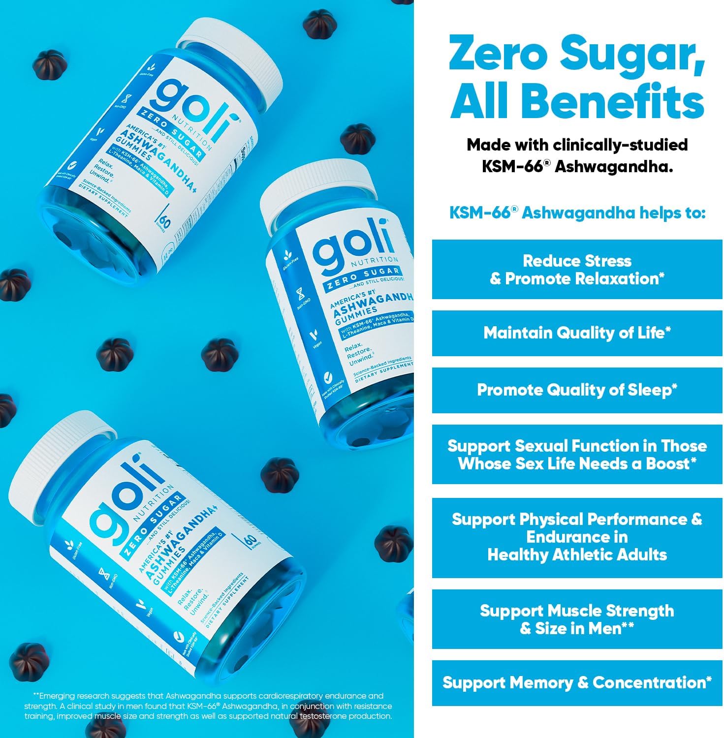 Goli Zero Sugar Ashwagandha, 60 Gummies