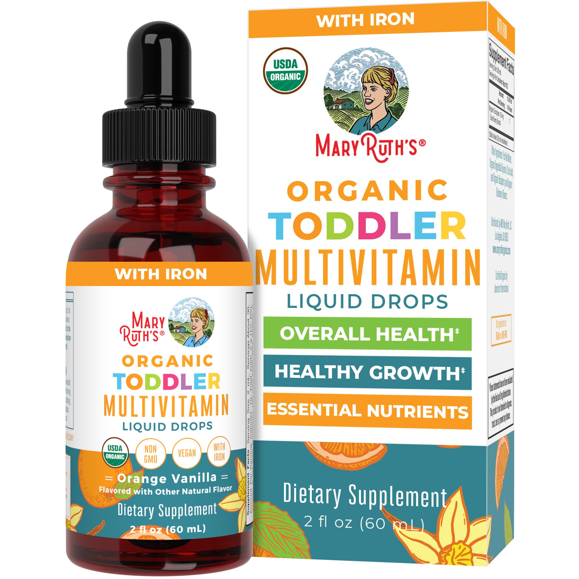 MaryRuth Organics Multivitamin & Multimineral with Iron for Toddlers, 2 Fl Oz
