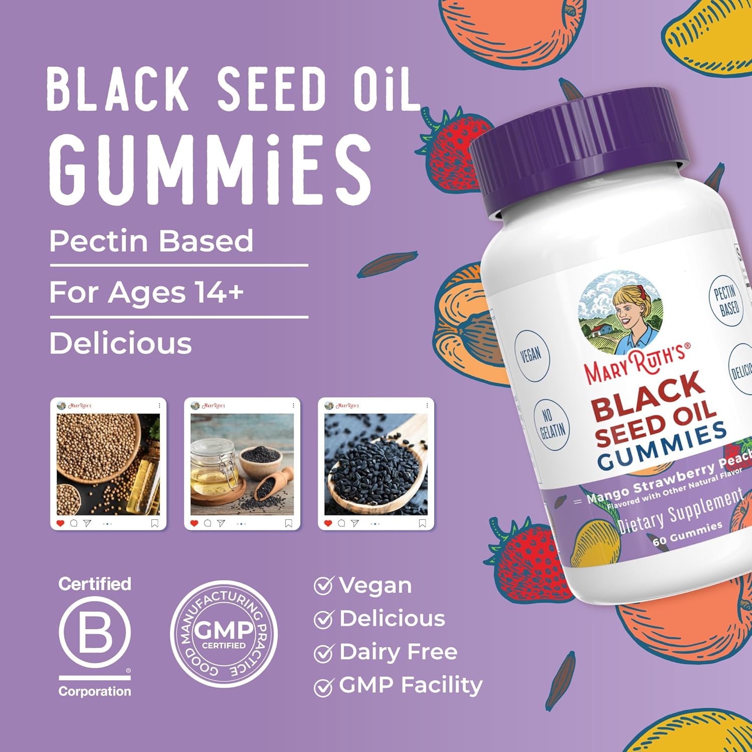 MaryRuth Organics Black Seed Oil Gummies, 60 Gummies