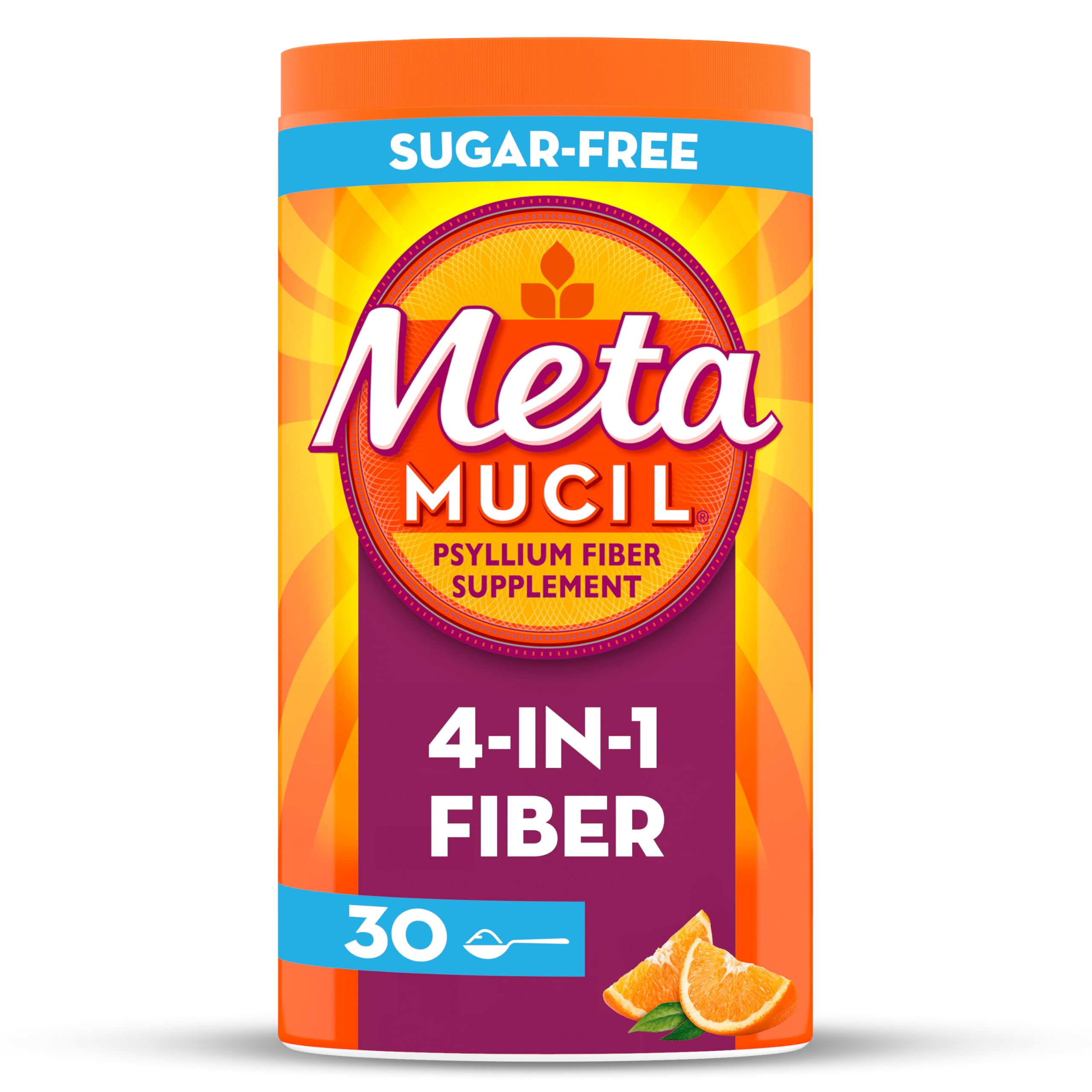 Metamucil 4-in-1 Psyllium Husk Fiber Supplements, Orange Flavores