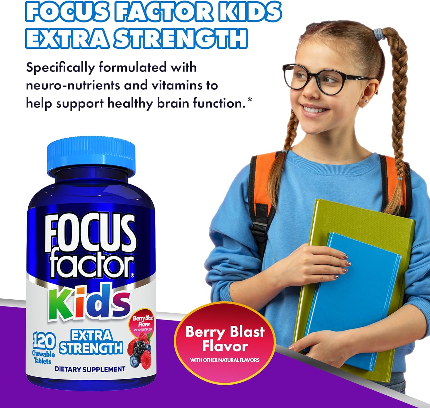 Focus Factor Kids Extra Strength Brain Tablets 120ct