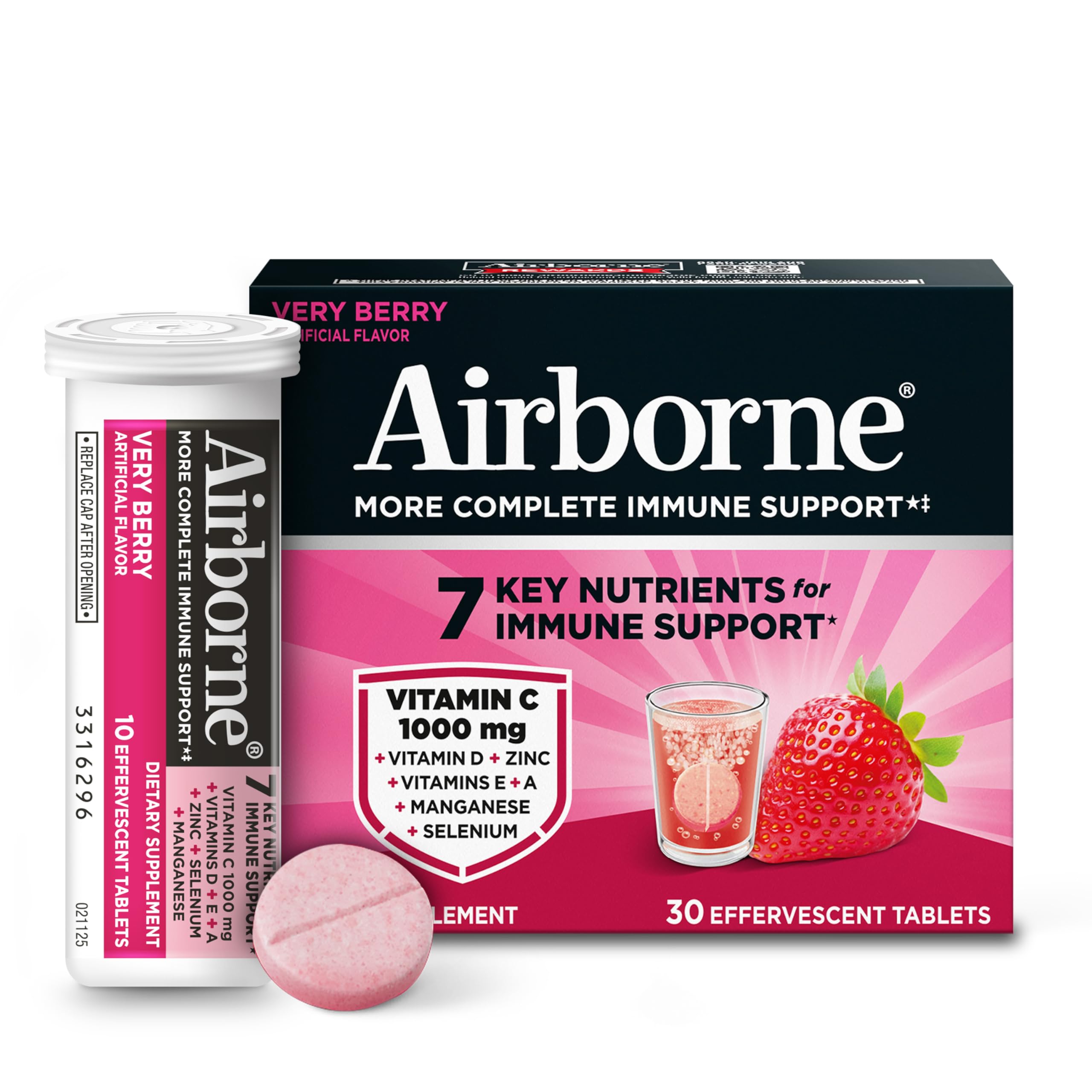 Airborne 1000mg Vitamin C, Effervescent Tablets, 3 Flavors