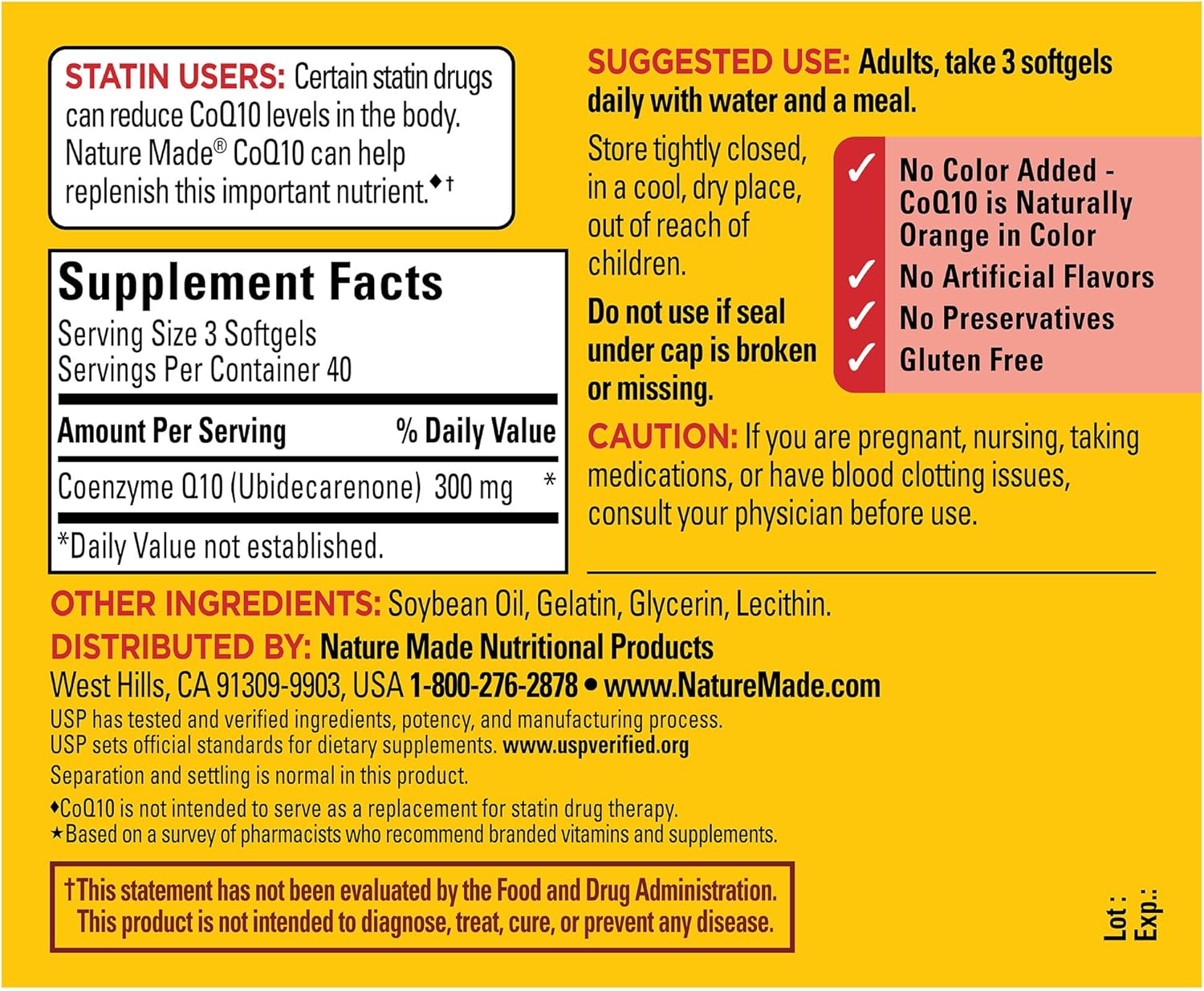 Nature Made CoQ10 300mg  Softgels, 120 Softgels