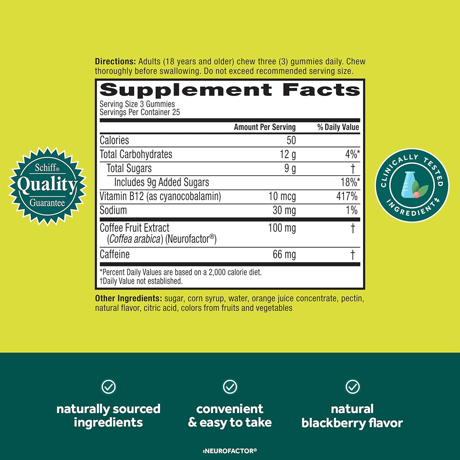 NEURIVA Brain + Energy Gummies, 75 ct