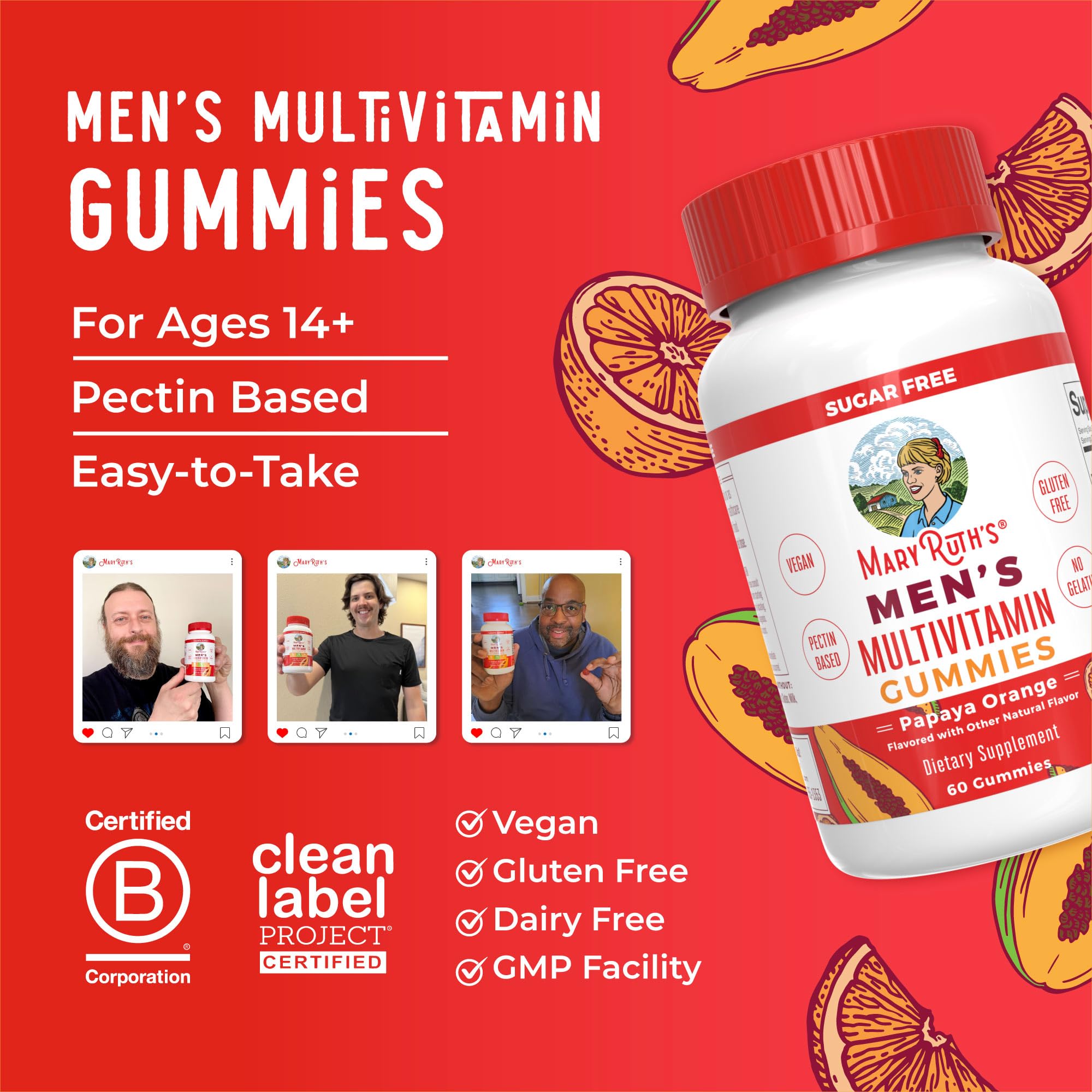 MaryRuth Organics Men's Multivitamin Gummies, 60 Count