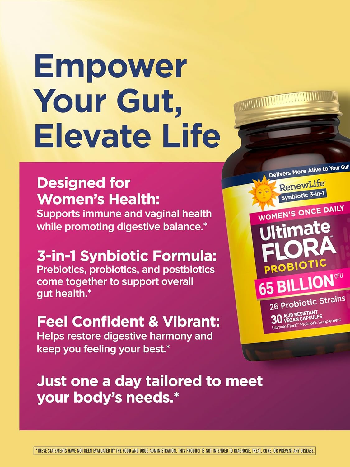 Renew Life Ultimate Flora Women's Once Daily Probiotic 65 Billion, 30 Count