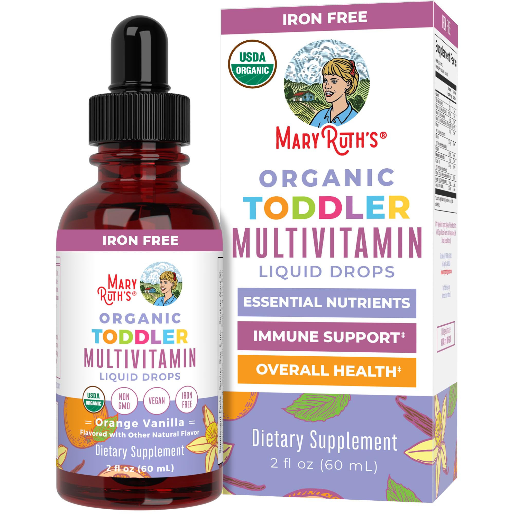 MaryRuth Organics Multivitamin & Multimineral with Iron for Toddlers, 2 Fl Oz