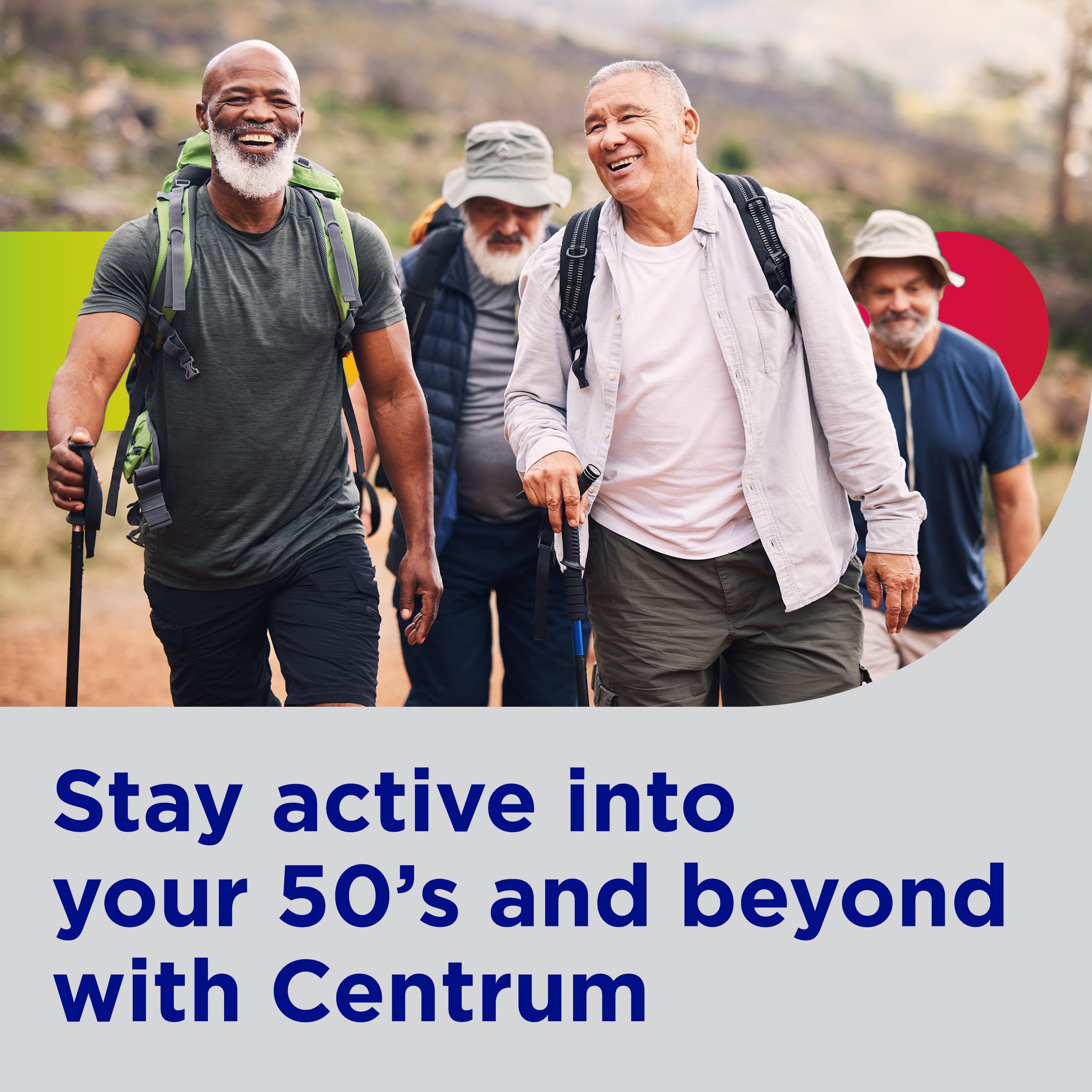 Centrum Silver Men's 50+ Multivitamin with Vitamin D3, B-Vitamins, Zinc for Memory and Cognition - 200 Tablets