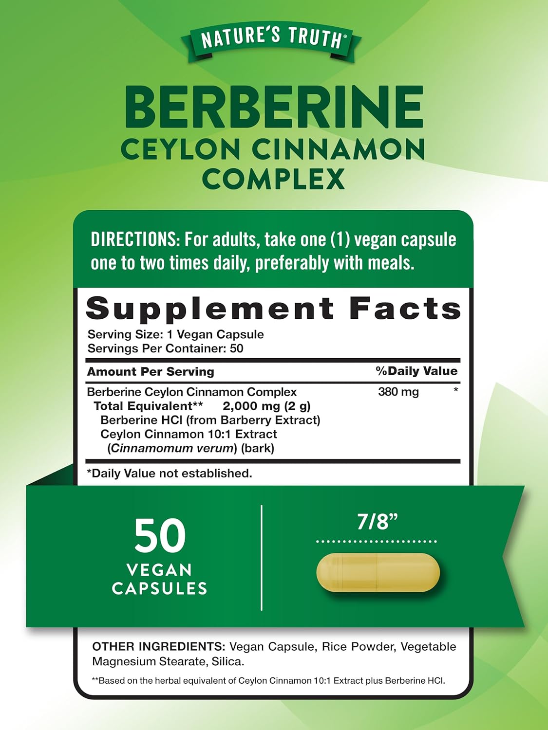 Nature's Truth Berberine Complex w/Cinnamon Capsules, 50 CT