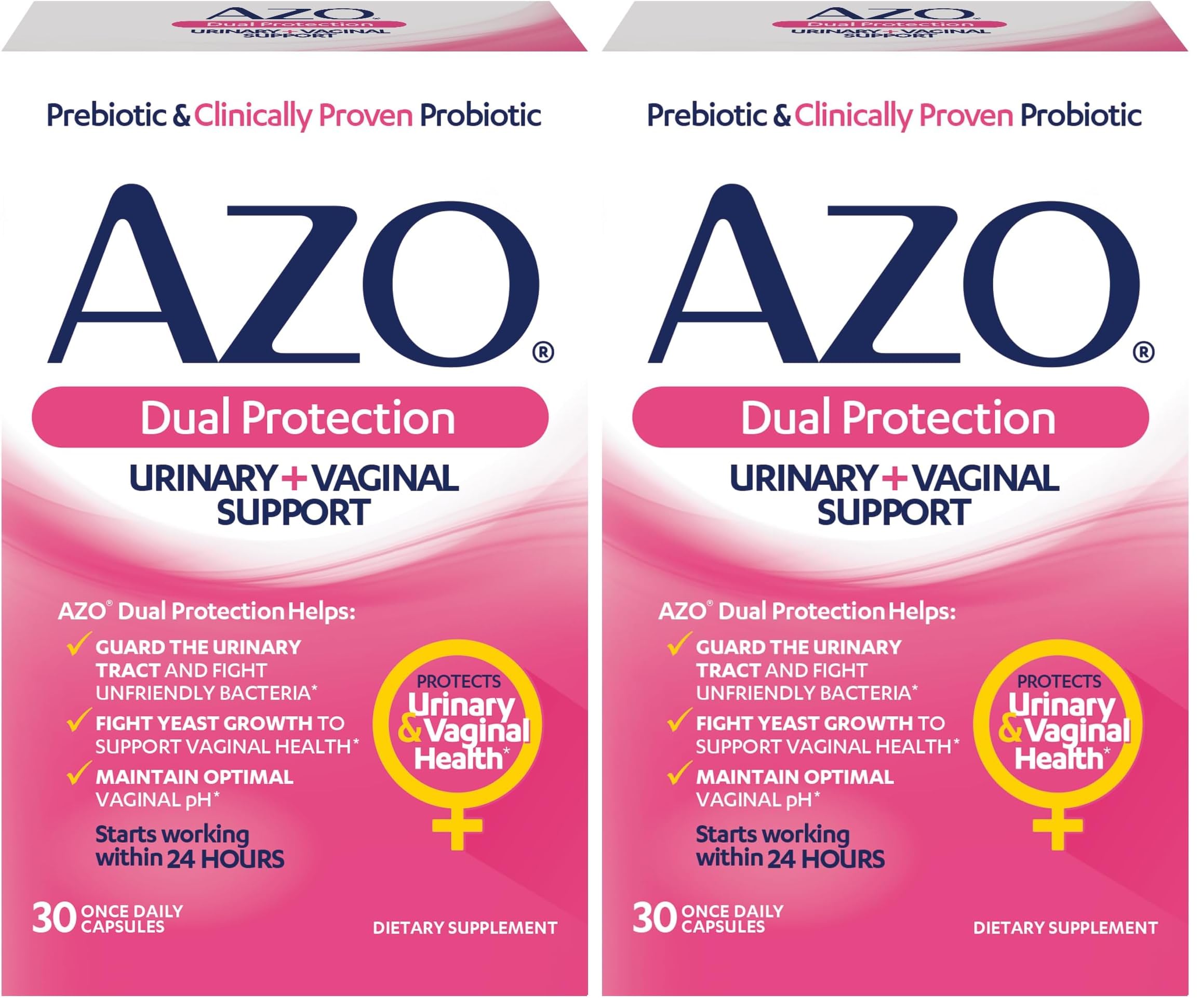 AZO Dual Protection, Urinary + Vaginal Support, 30 Count