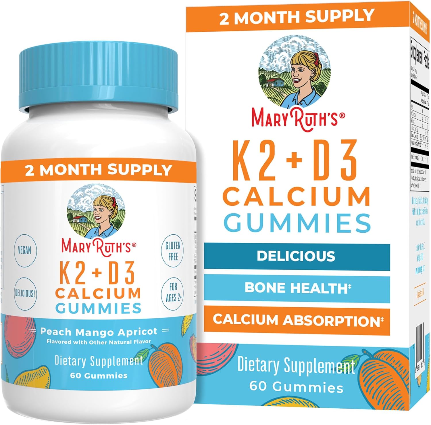 MaryRuth Organics K2 + D3 Calcium, 60 Gummies