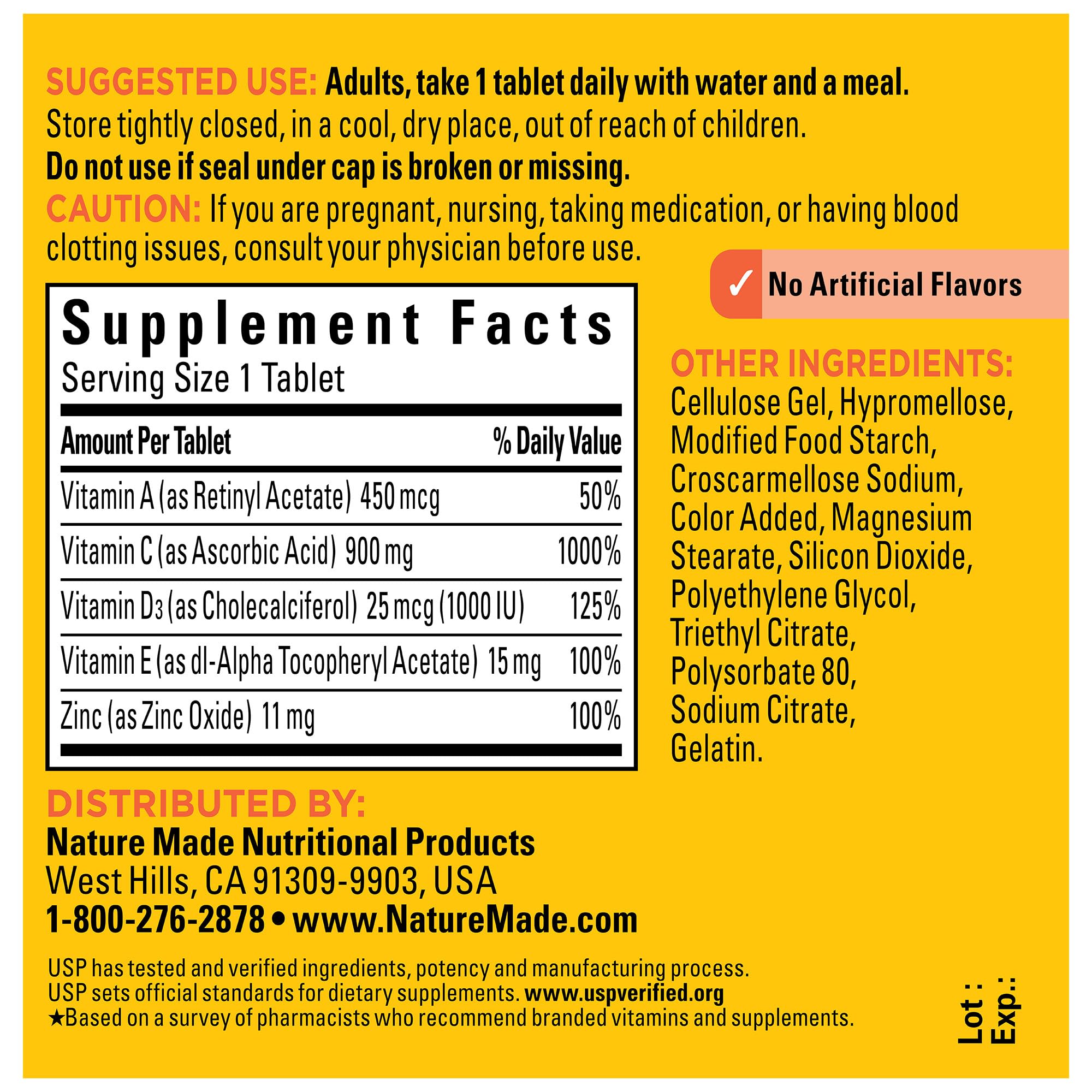 Nature Made Super C with Vitamin D3 and Zinc, Dietary Supplement for Immune Support, 60 Tablets, 60 Day Supply