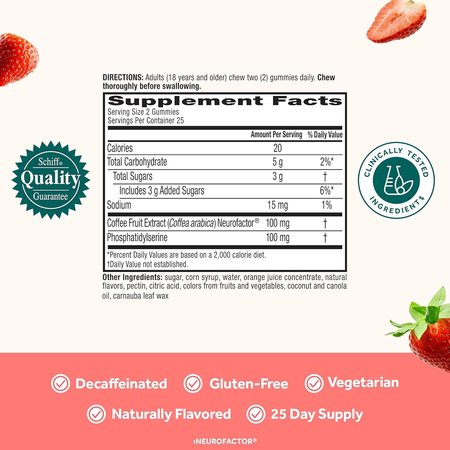 Neuriva Brain Health Strawberry Original Gummies 50 ct