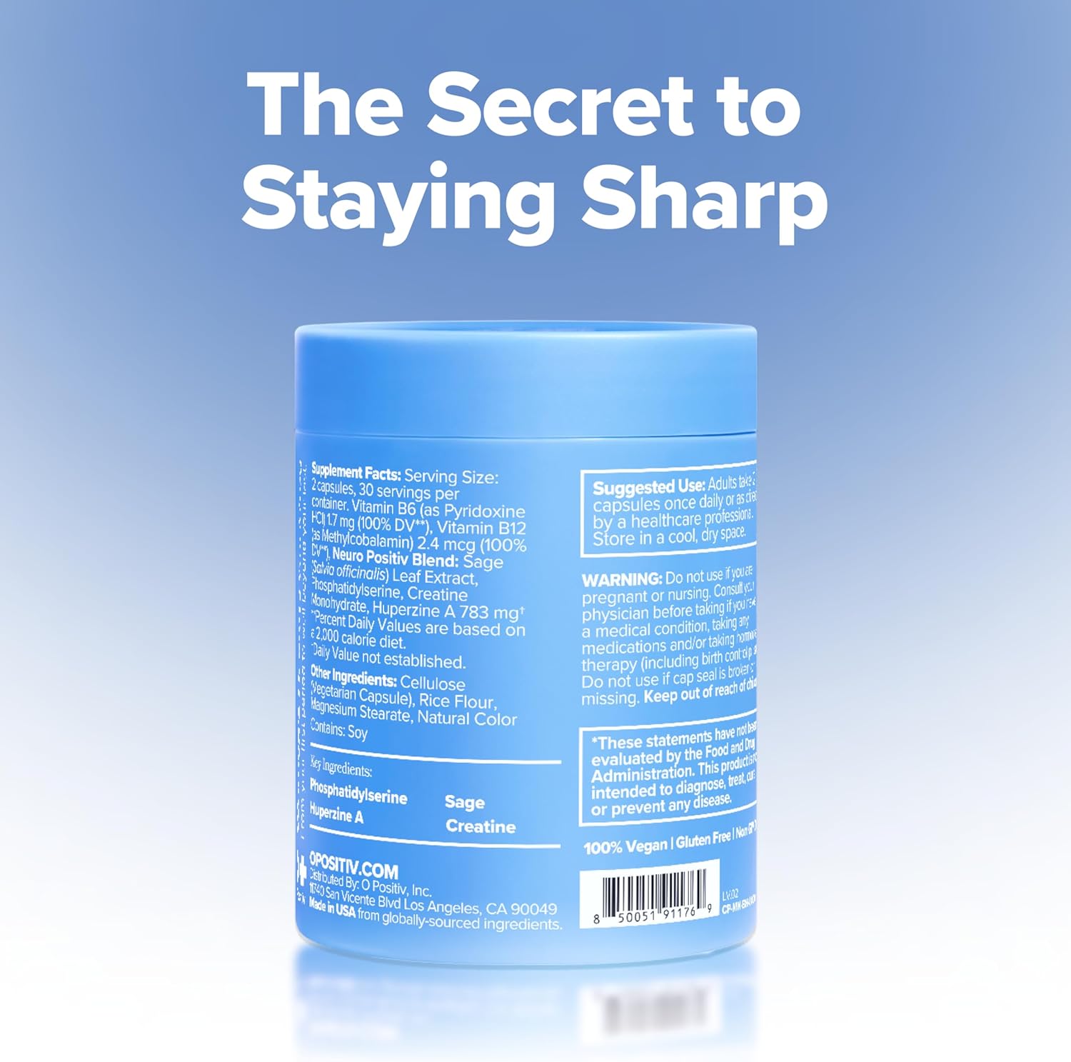 O Positiv MENO Brain Health + Memory Support Capsules 60 Capsules