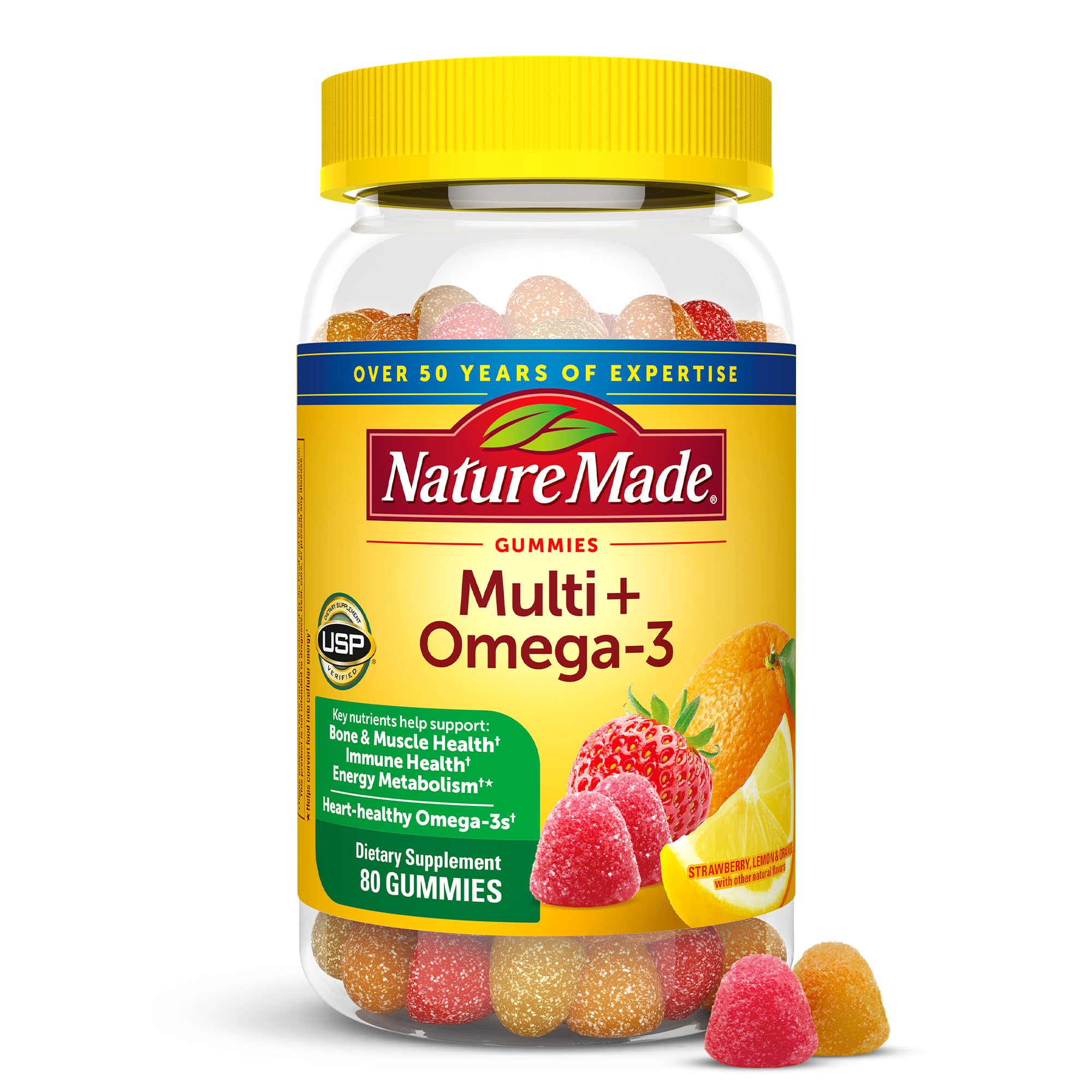 Nature Made Multivitamin + Omega-3, Multivitamin Gummies for Women and Men, Daily Nutritional Support, 140 Adult Gummy Vitamins & Minerals, 70 Day Supply