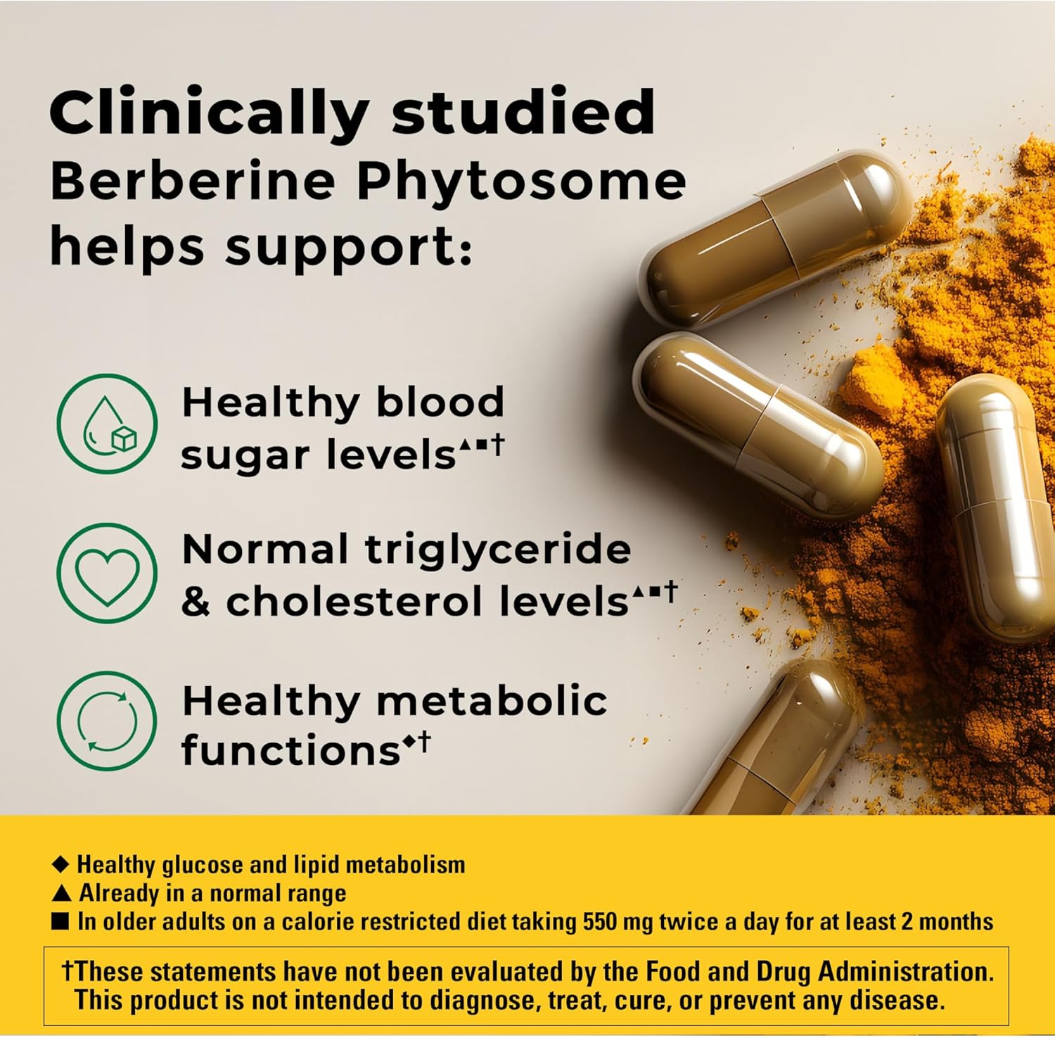 Nature Made Better Absorption Berberine Phytosome 1100mg, 60 Capsules.