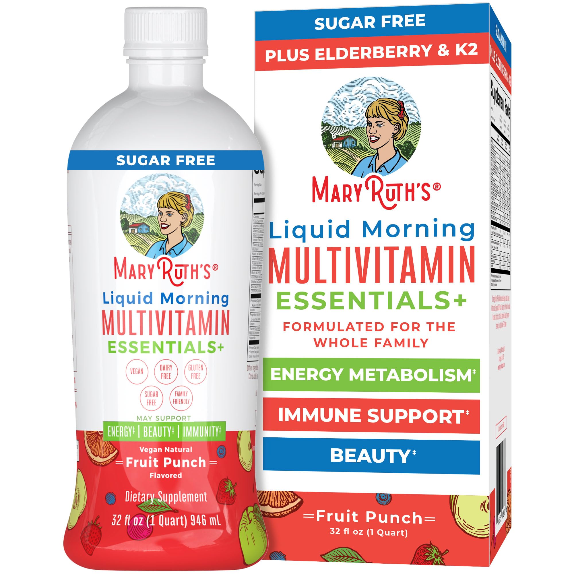 MaryRuth Organics Liquid Morning Multivitamin Essentials+, 32 Fl Oz