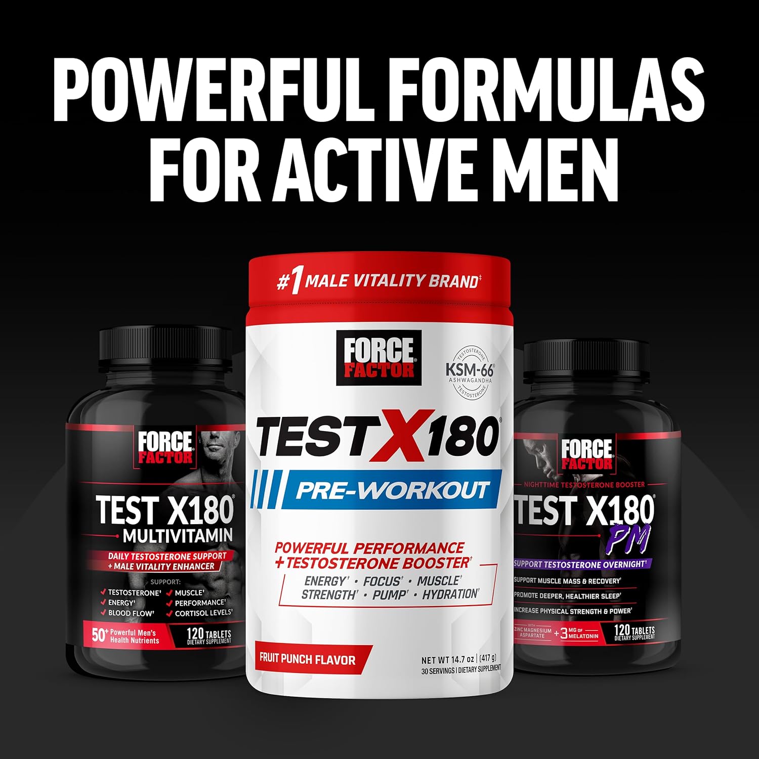 Force Factor Test X180 Ignite Total Testosterone Booster,  60 Count