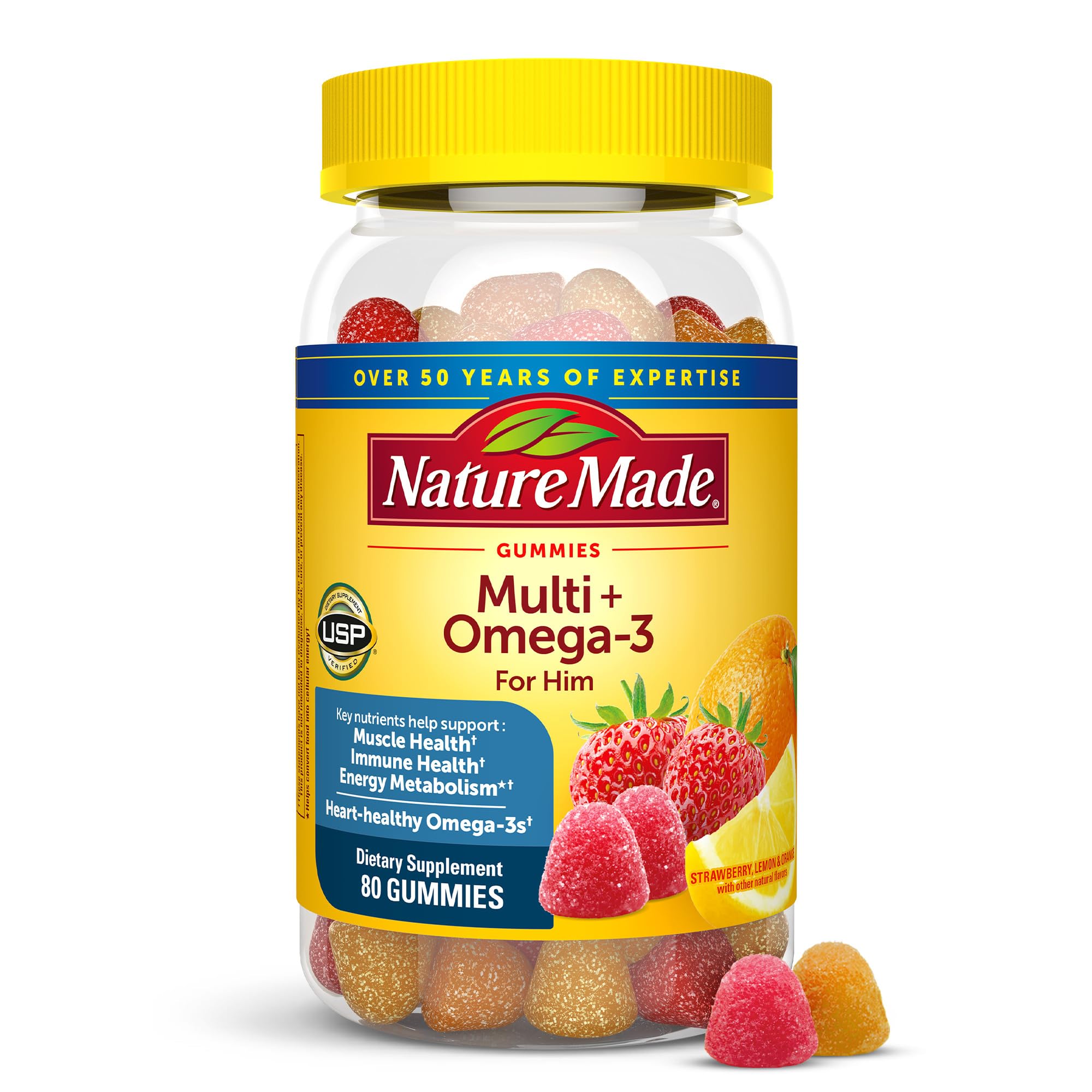 Nature Made Mens Multivitamin Gummies with Omega-3, Mens Gummy Multivitamins for Daily Nutritional Support, 150 Gummy Vitamins and Minerals, 75 Day Supply