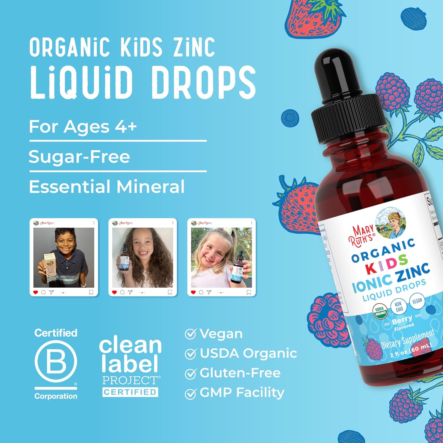 MaryRuth Organic Toddler Ionic Zinc Liquid Drops, 2 Fl Oz