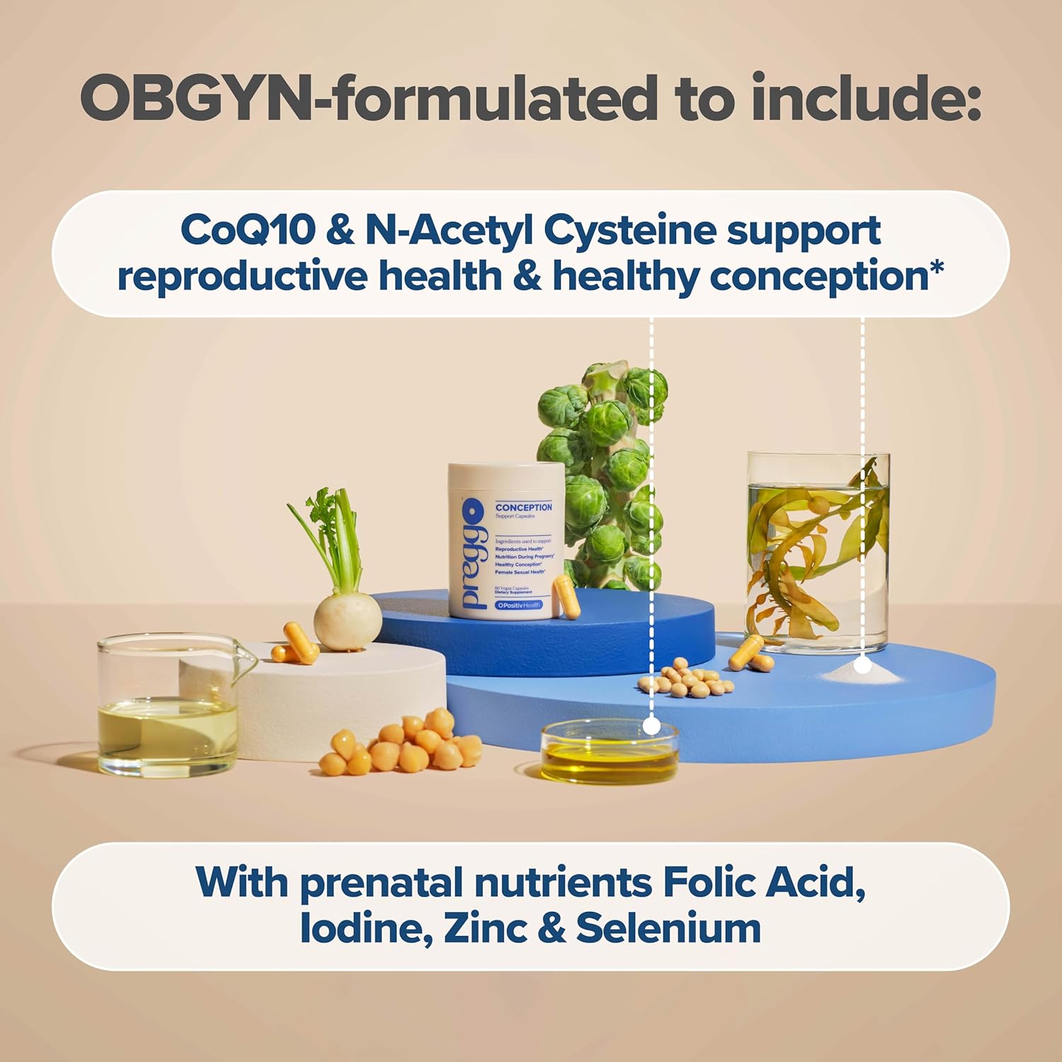 O Positiv Preggo TTC + CoQ10 Support, 60 Capsules