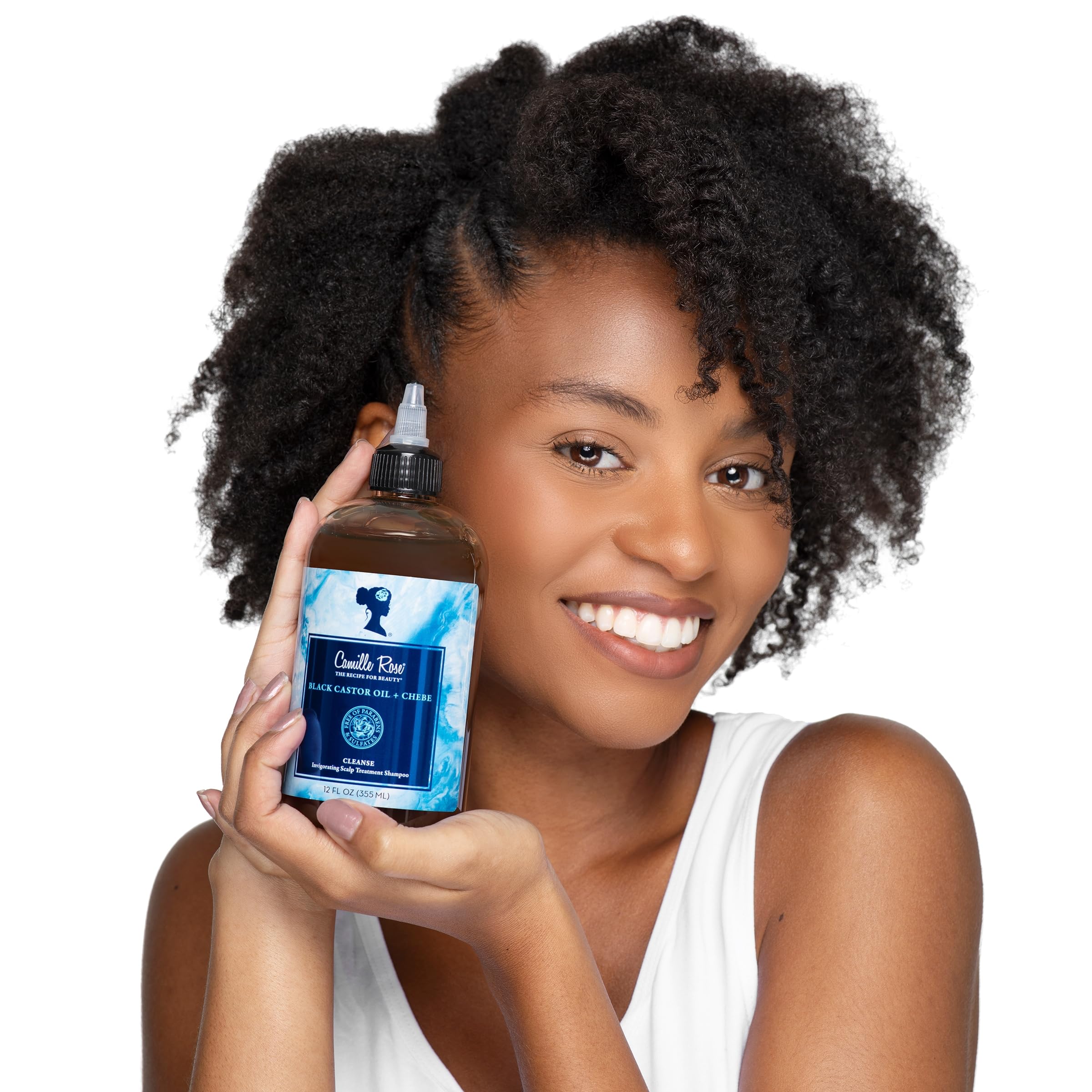 Camille Rose Black Castor Oil & Chebe Hair Cleanse, Invigorating Scalp Treatment Shampoo 12 fl oz