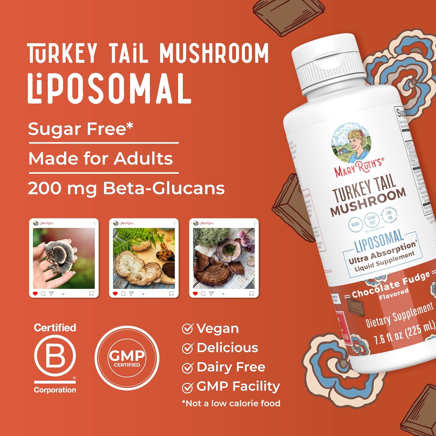 MaryRuth Organics Turkey Tail Mushroom Supplement, 7.6 oz
