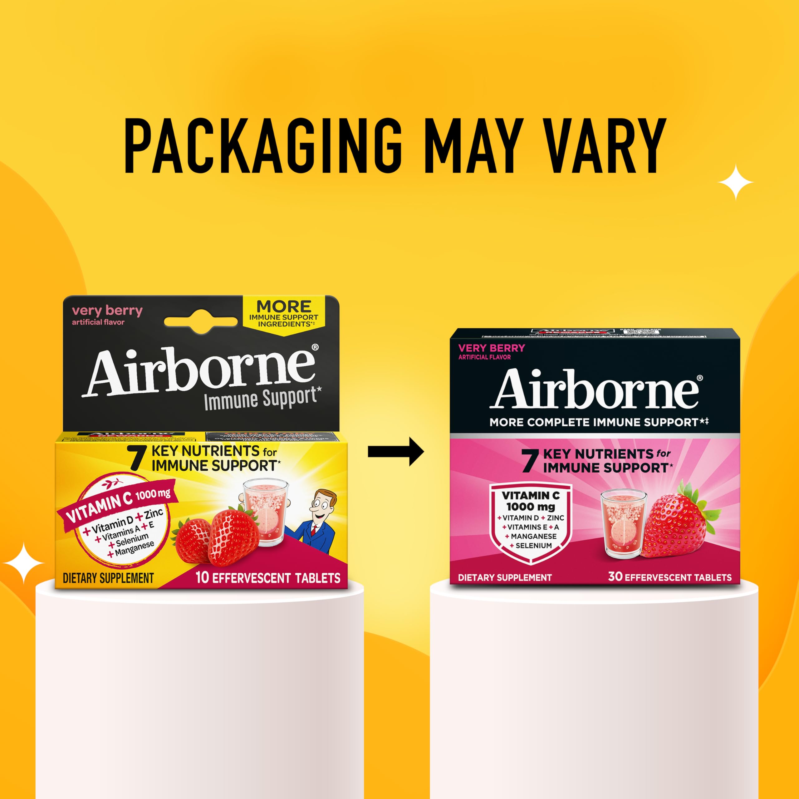 Airborne 1000mg Vitamin C, Effervescent Tablets, 3 Flavors