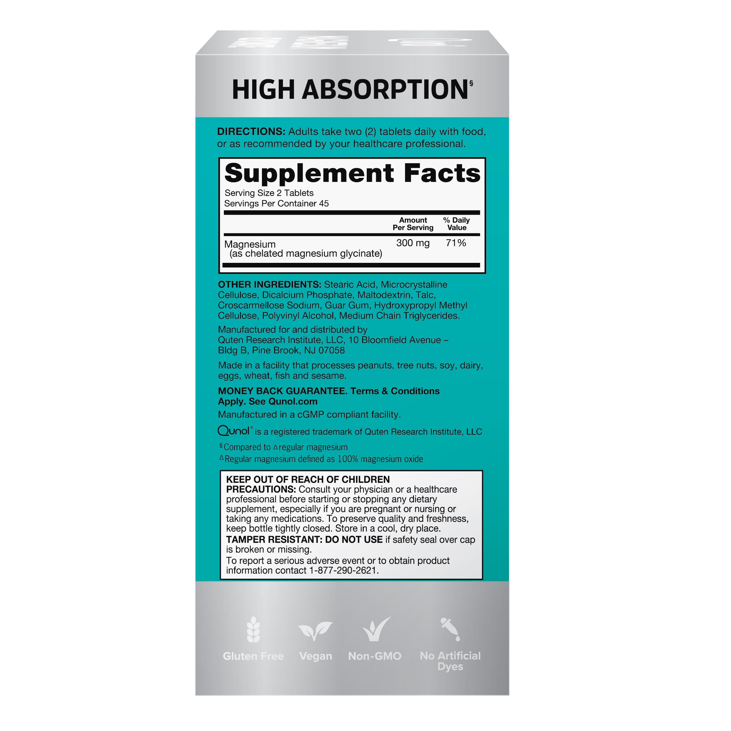 Qunol Magnesium Glycinate, 300mg