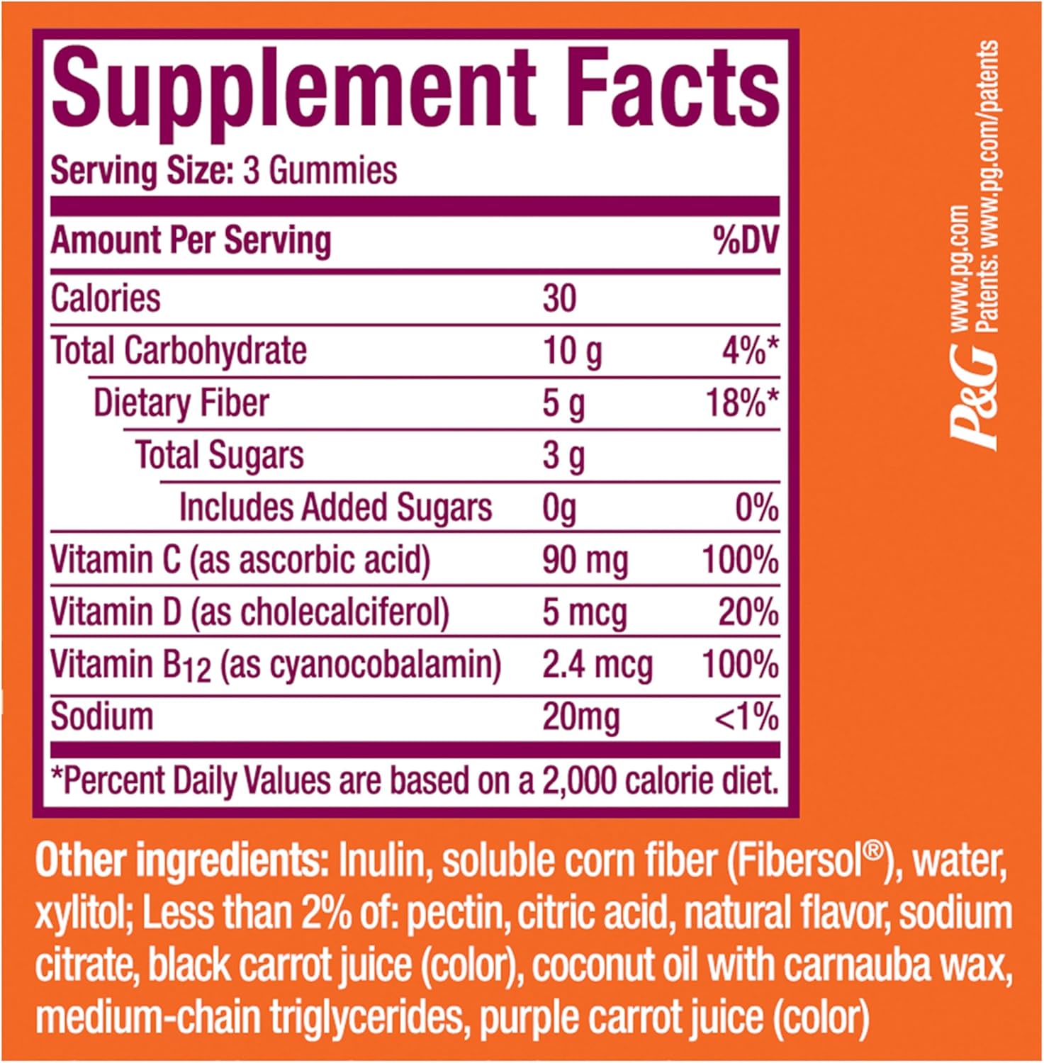 Metamucil Fiber with Vitamins C, D, B12