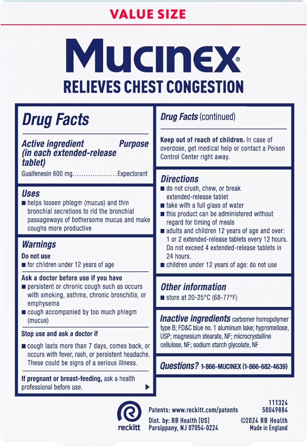 Mucinex 12 Hour Chest Congestion , 40 Count