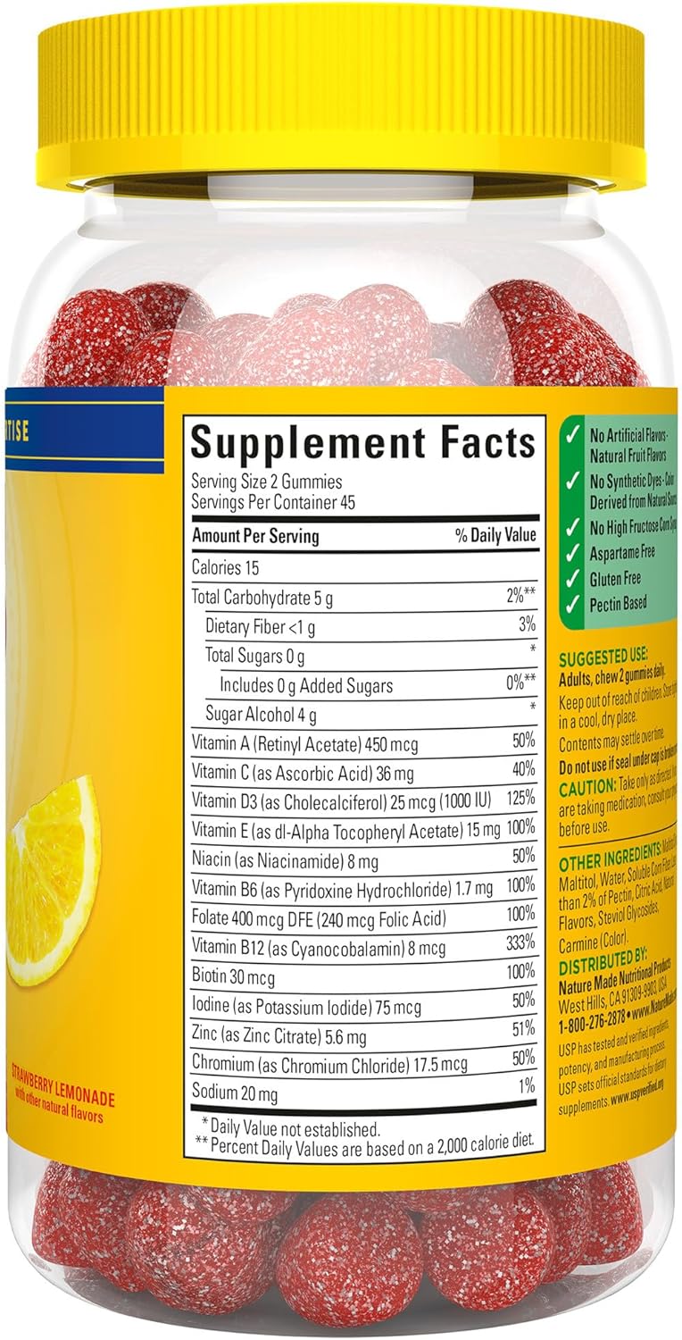 Nature Made Zero Sugar Multivitamin Gummies, 90 Gummies