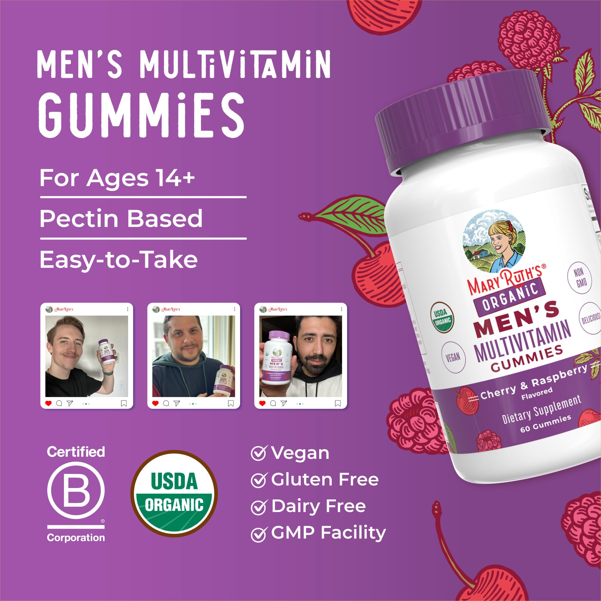 MaryRuth Organics Men's Multivitamin Gummies, 60 Count
