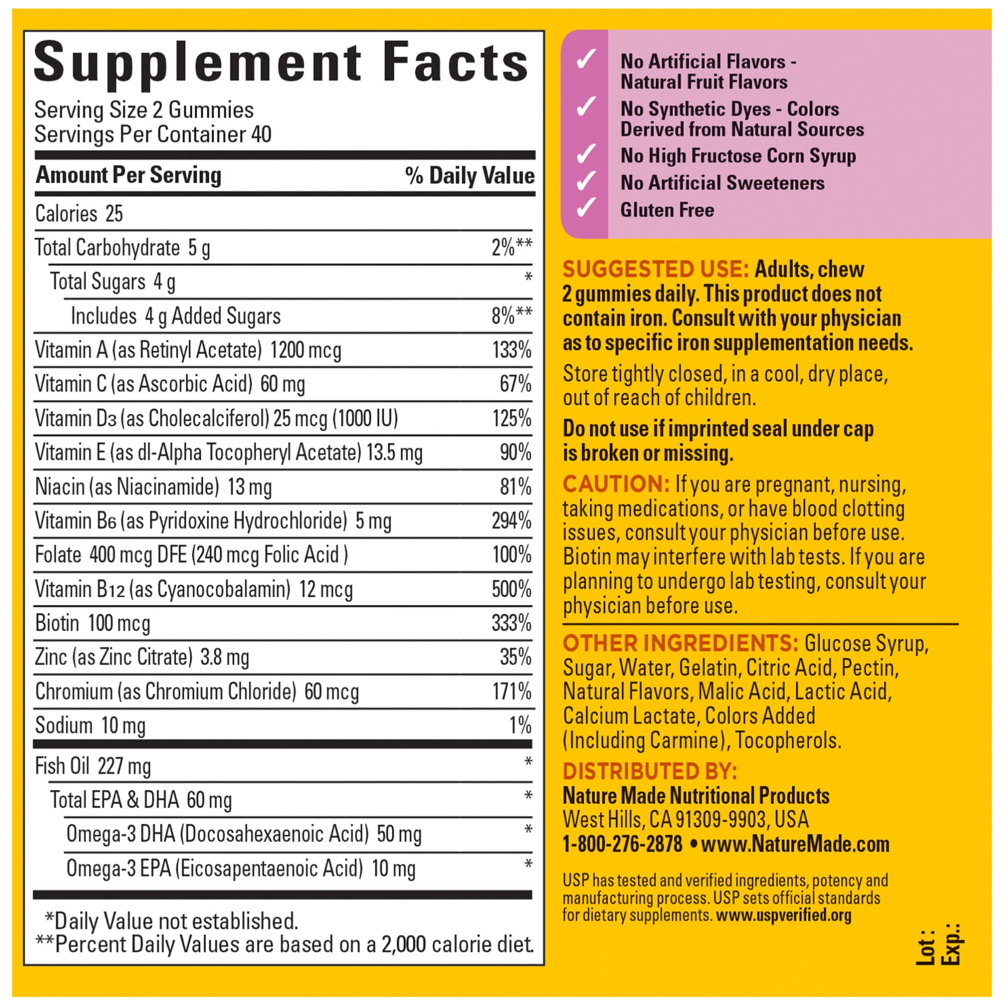 Nature Made Womens Gummy Multivitamins with Omega-3, Multivitamin for Women for Daily Nutritional Support, 150 Gummies, 75 Day Supply