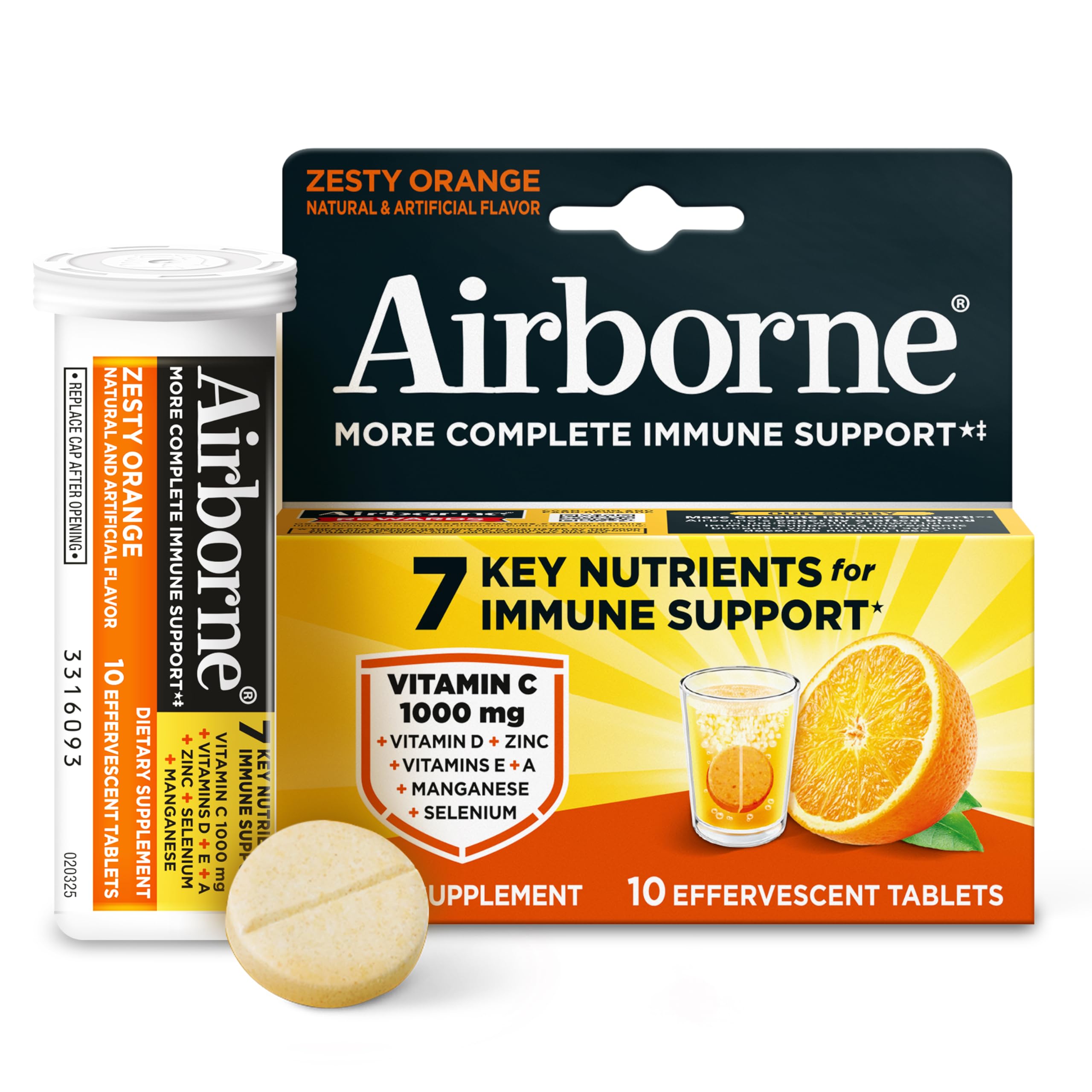 Airborne 1000mg Vitamin C, Effervescent Tablets, 3 Flavors