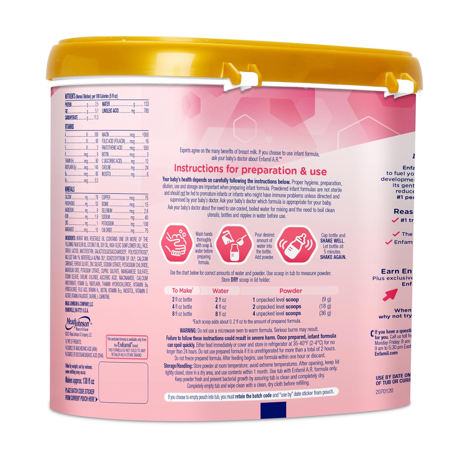 Enfamil A.R. Infant Formula, with Iron, 19.5 Oz