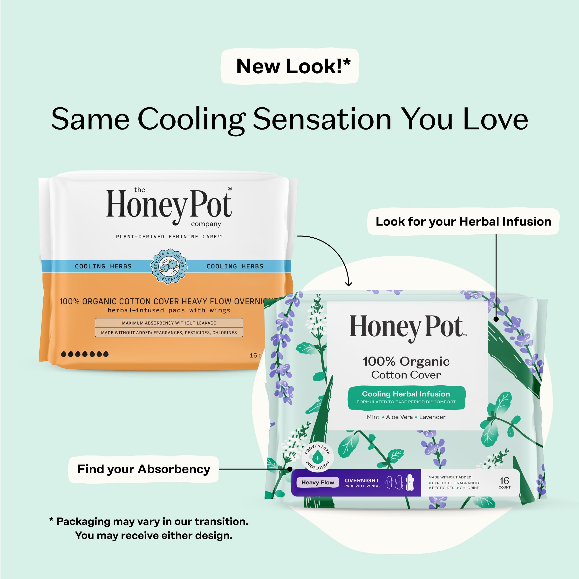 The Honey Pot Company Cooling Herbal Infusion Liners w/Wings