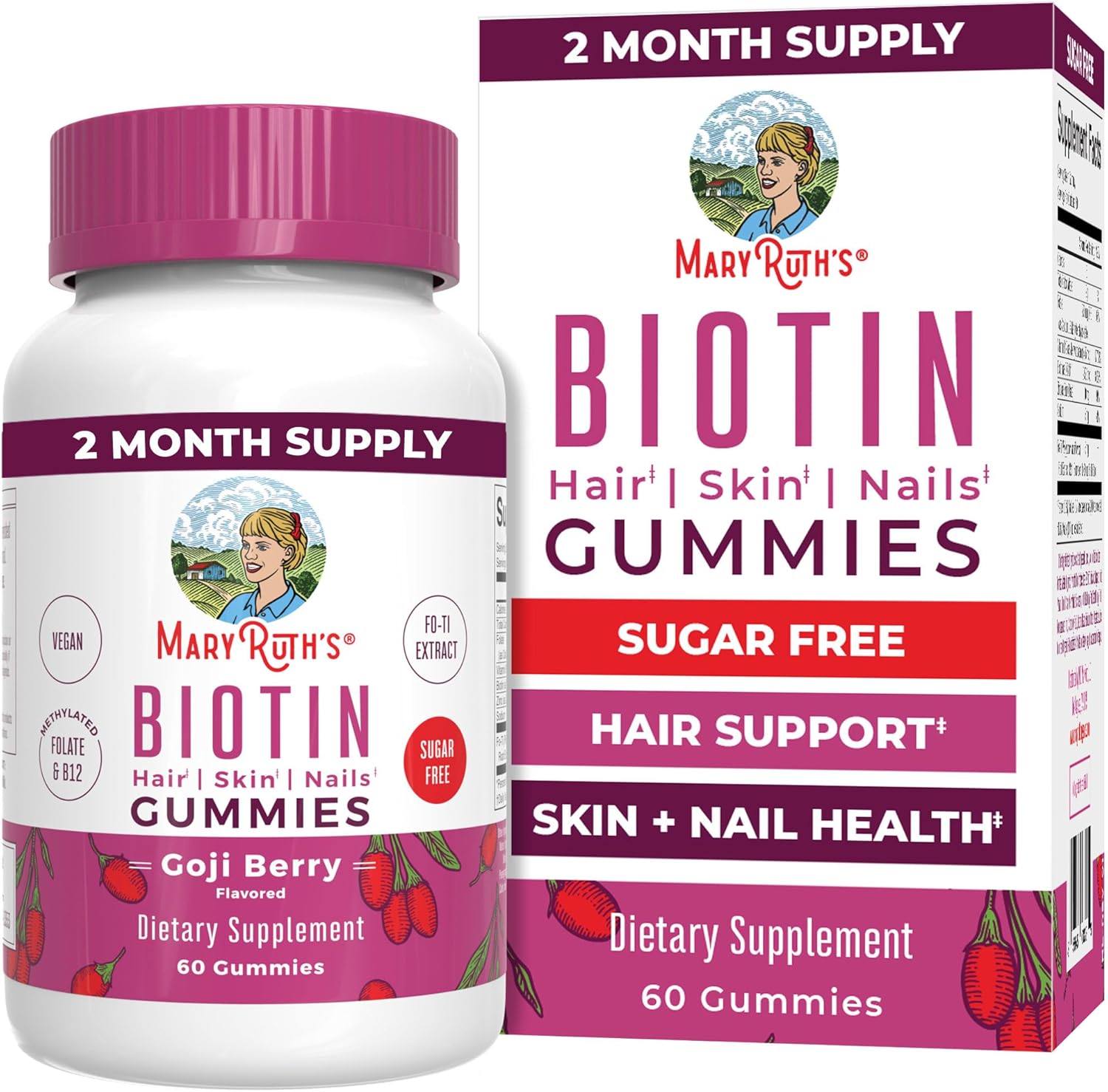 MaryRuth Organics Biotin, 60 Gummies