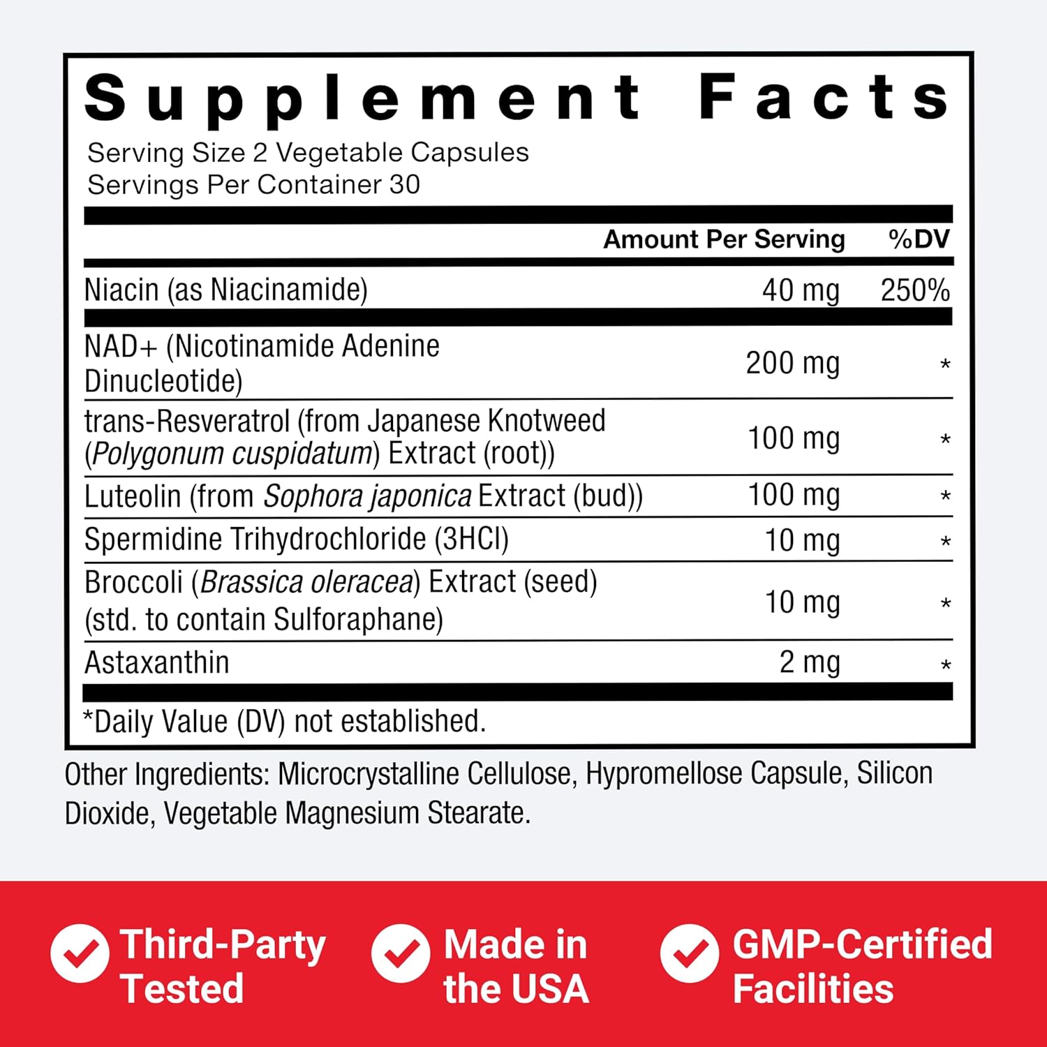 FORCE FACTOR NAD+ (NMN or Nicotinamide Riboside Alternative) with Resveratrol, Astaxanthin, Spermidine & Luteolin Complex, 60 Capsules