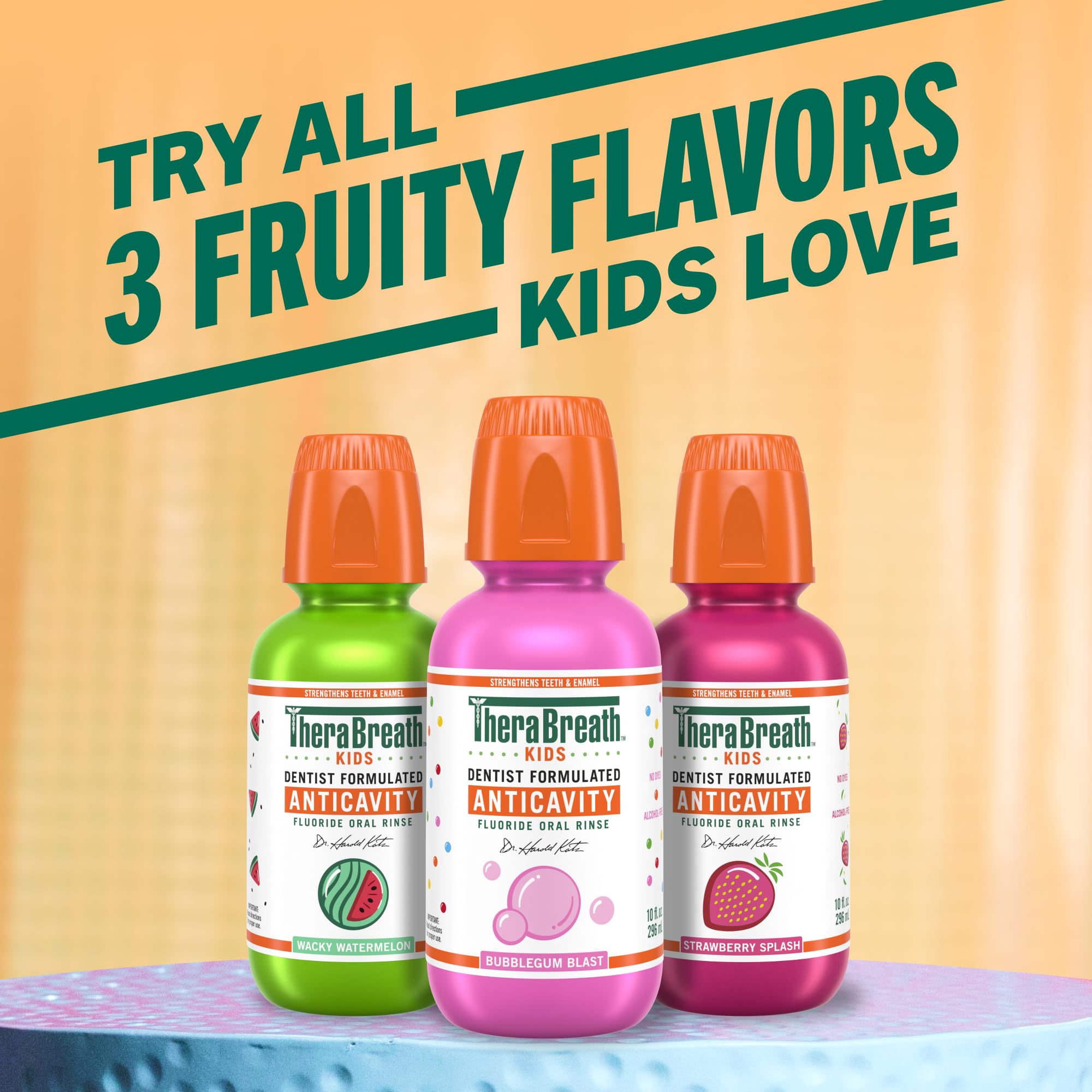 TheraBreath Kids Organic Wacky Watermelon Mouthwash, 16 Fl Oz