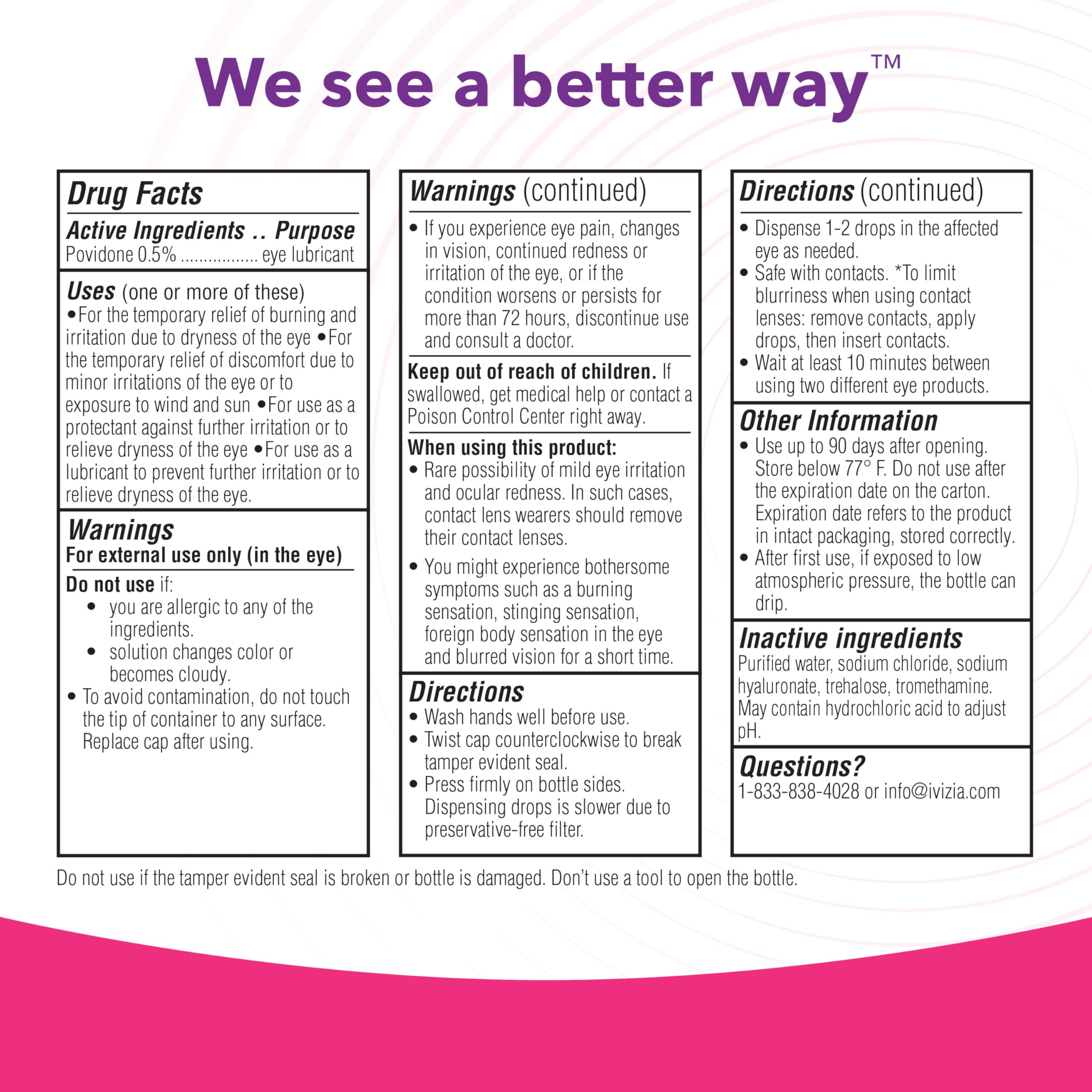 iVIZIA Sterile Lubricant Eye Drops for Dry Eyes