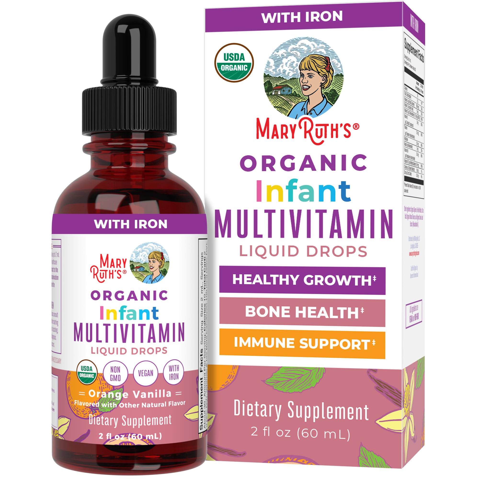 MaryRuth Organics Multivitamin & Multimineral with Iron for Toddlers, 2 Fl Oz