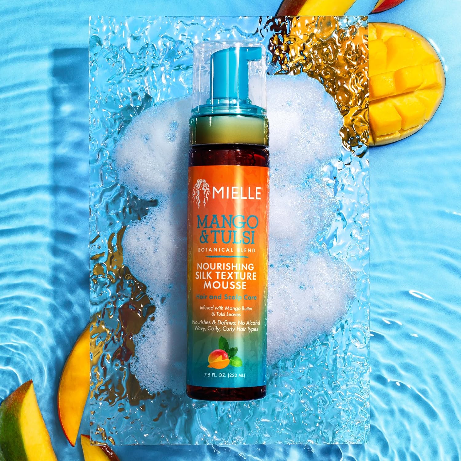 Mielle Organics Mango & Tulsi Nourishing Silk Texture Hair Mousse, 7.5 Fl Oz