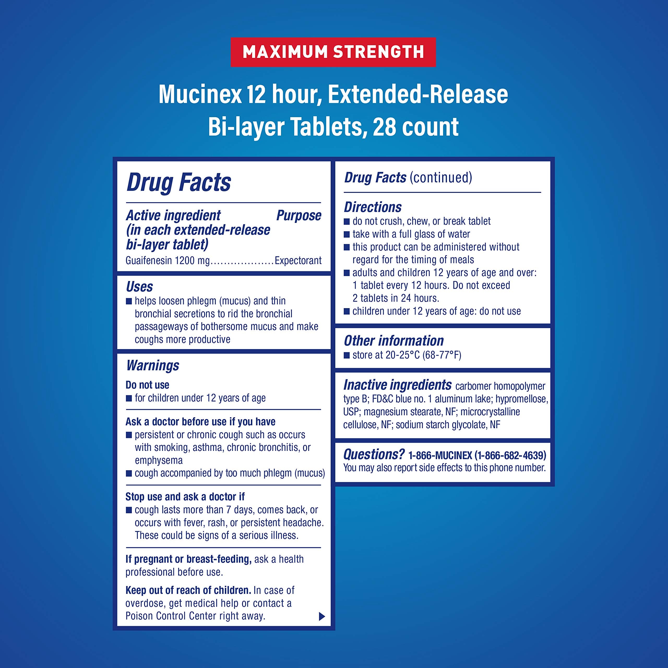 Mucinex Maximum Strength 12 Hour Chest Congestion 1200 mg, 28 Count