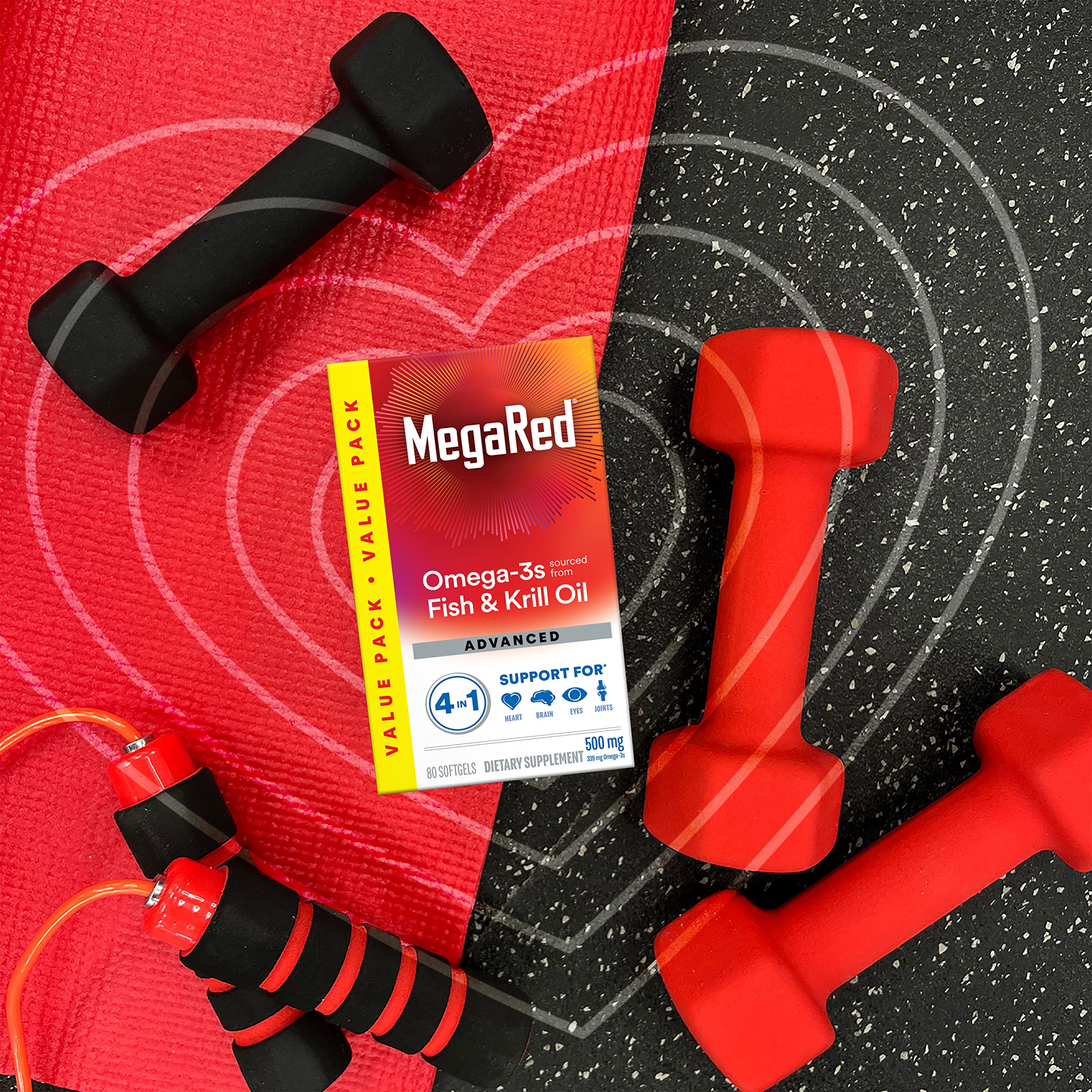 Megared Advanced 4in1  Omega-3 Fish Oil + Krill Oil 500mg, 80 Softgels