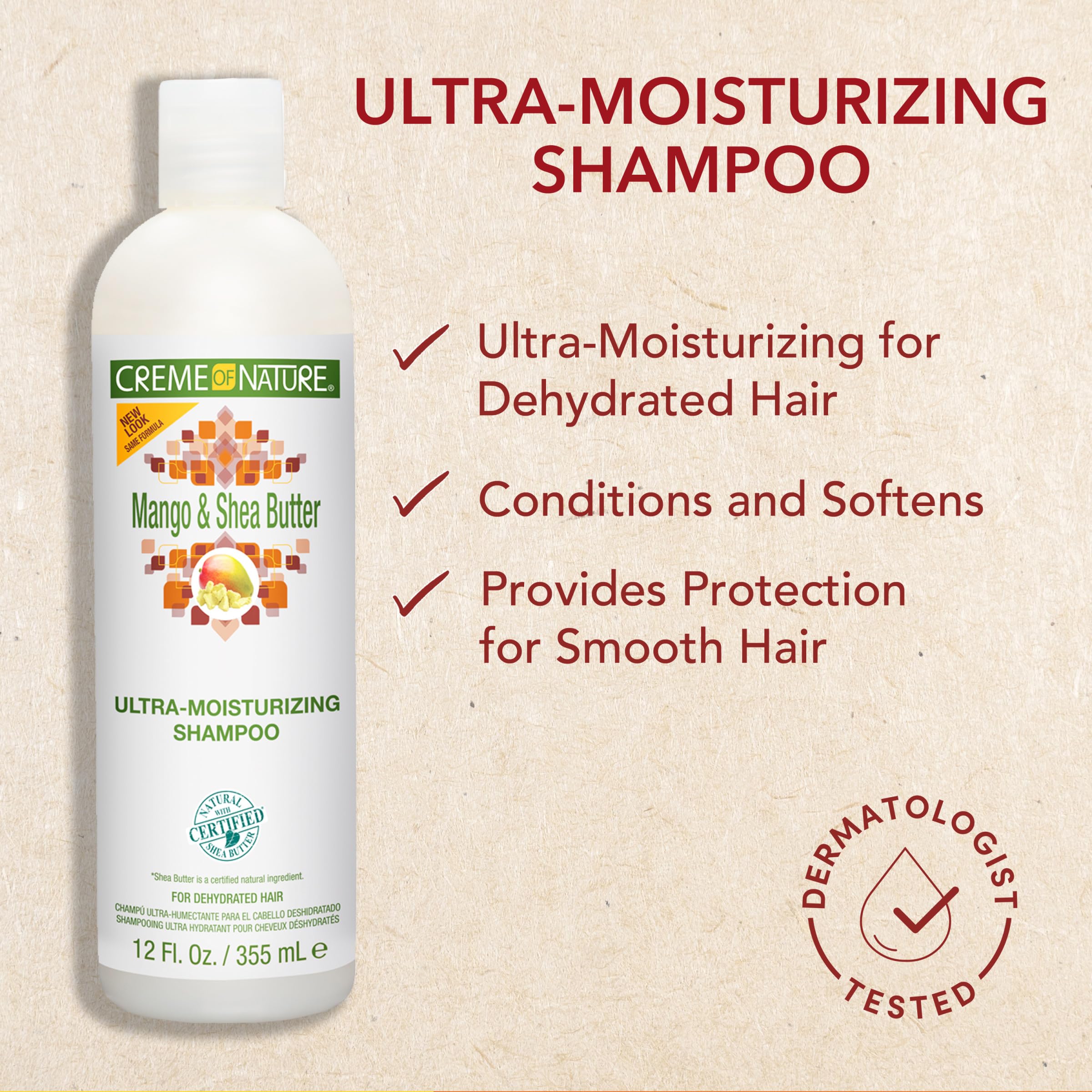 Creme of Nature Ultra Moisturizing Shampoo with Mango & Shea Butter, 12 Fl Oz