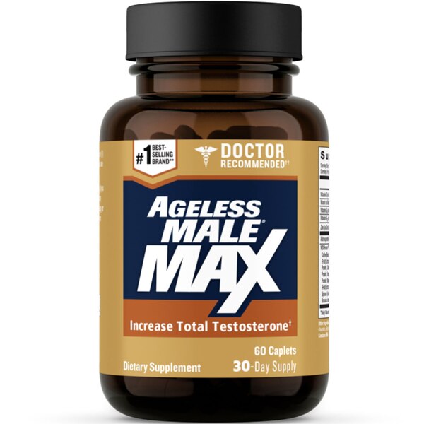 Ageless Male Max Total Testosterone Booster Supplement for Men, 60 Caplets